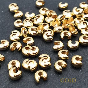 100 PCS GOLD PLATED CRIMP COVER FOR JEWELRY MAKING