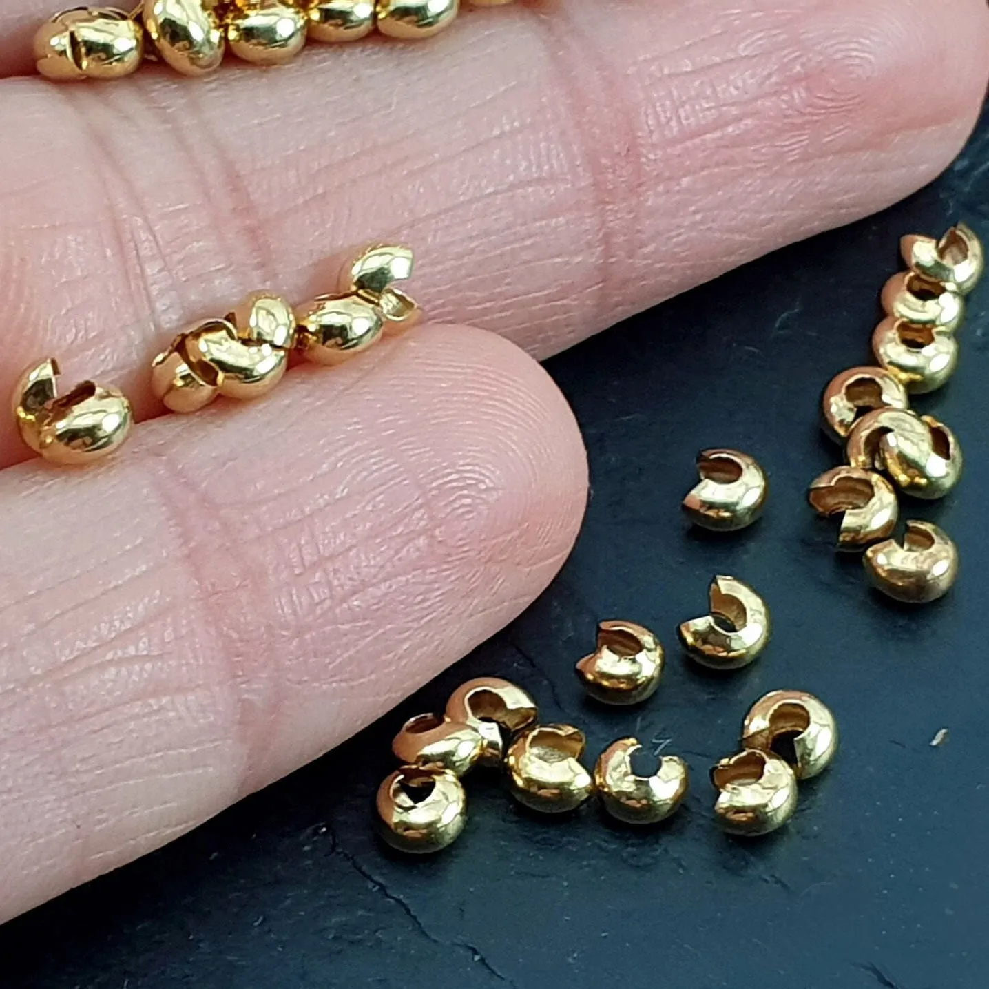 100 PCS GOLD PLATED CRIMP COVER FOR JEWELRY MAKING