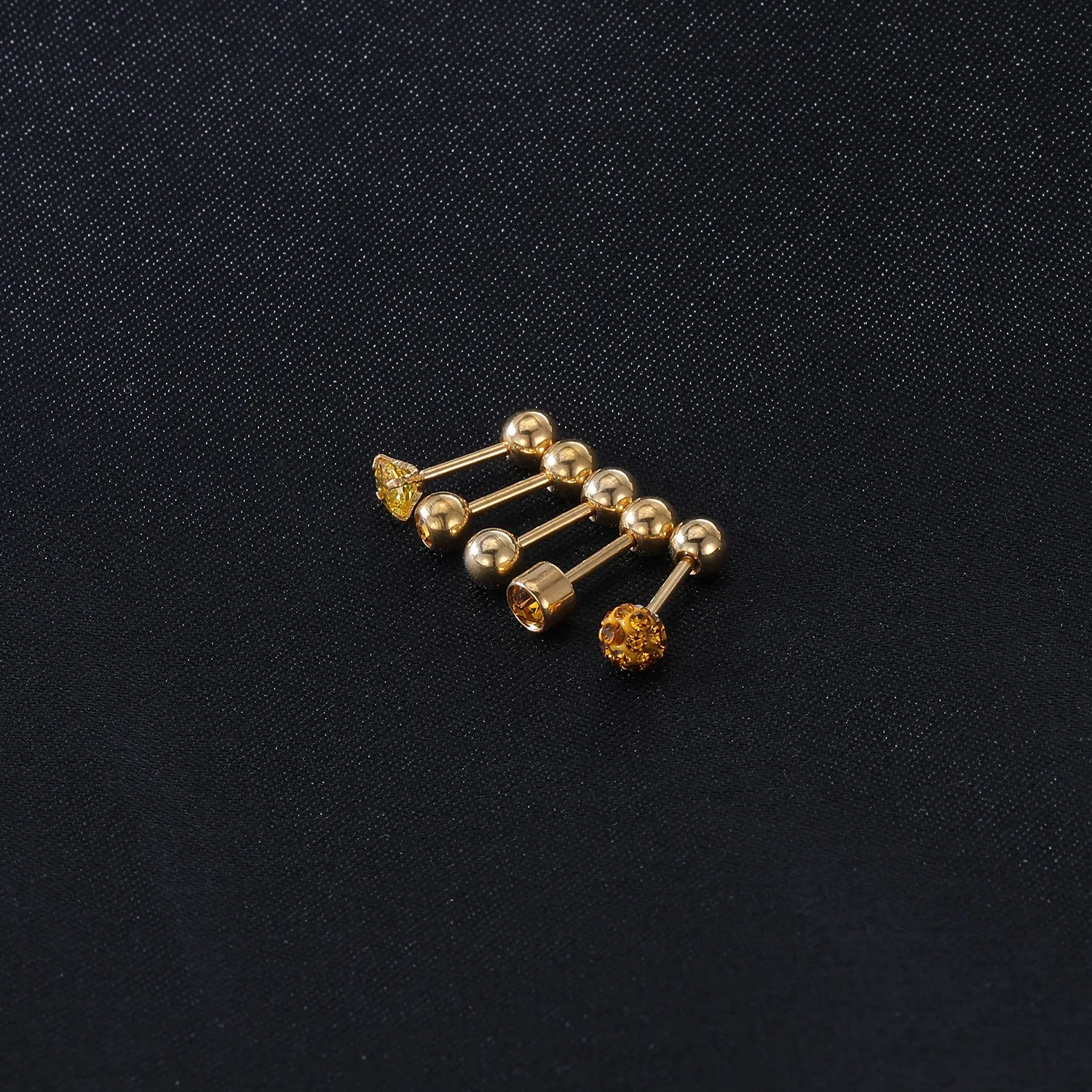 10Pcs/Set 18g Ball Crystal Stud Earring Gold Ear Stud-Economic Set
