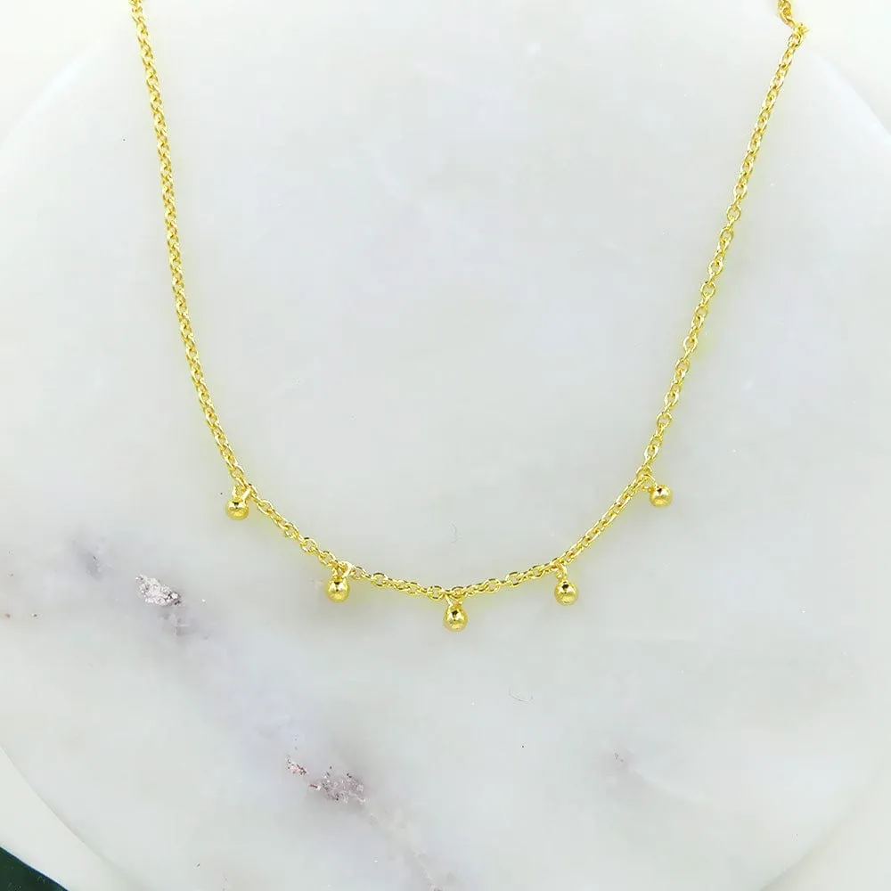 14K GOLD VERMEIL NECKLACE TINY HANGING CHARMS