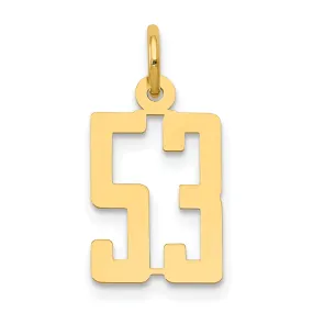 14K Yellow Gold Polished Finish Small Size Elongated Shape Number 53 Charm Pendant