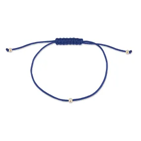 14kt Diamond Dot on Blue Nylon Bracelet - Women