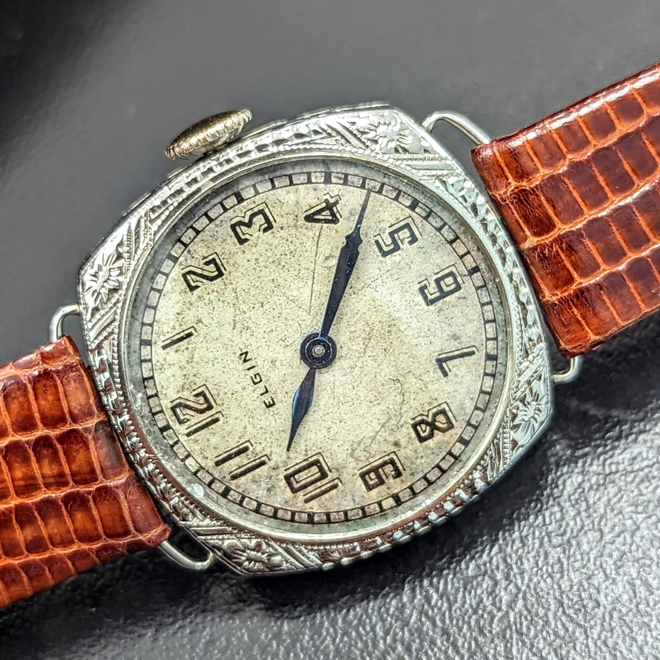 1923 Art Deco ELGIN Ladies Wristwatch 14K White GOLD Grade 447 Vintage Watch