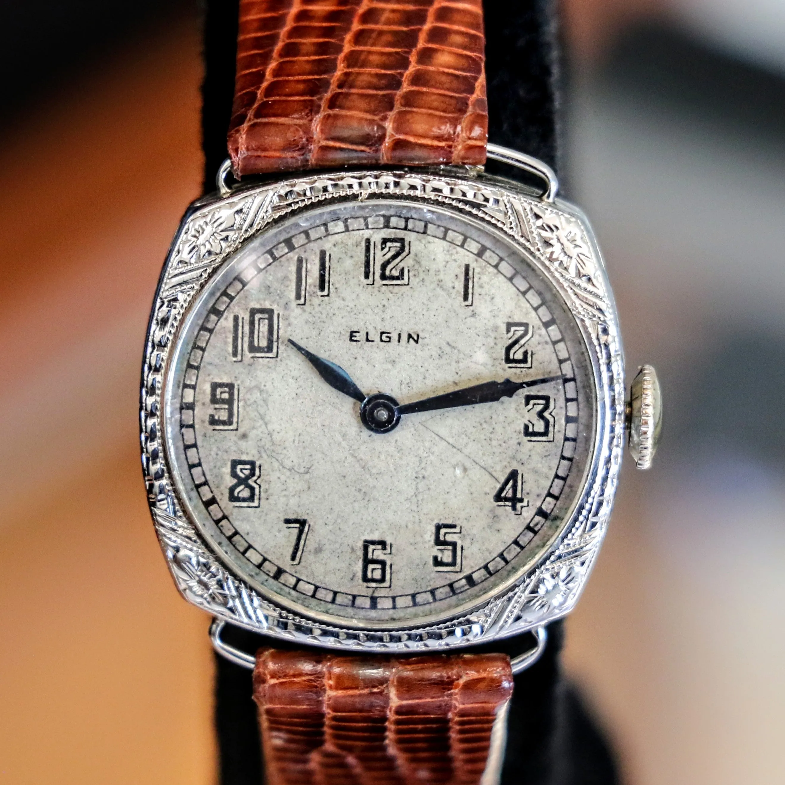 1923 Art Deco ELGIN Ladies Wristwatch 14K White GOLD Grade 447 Vintage Watch
