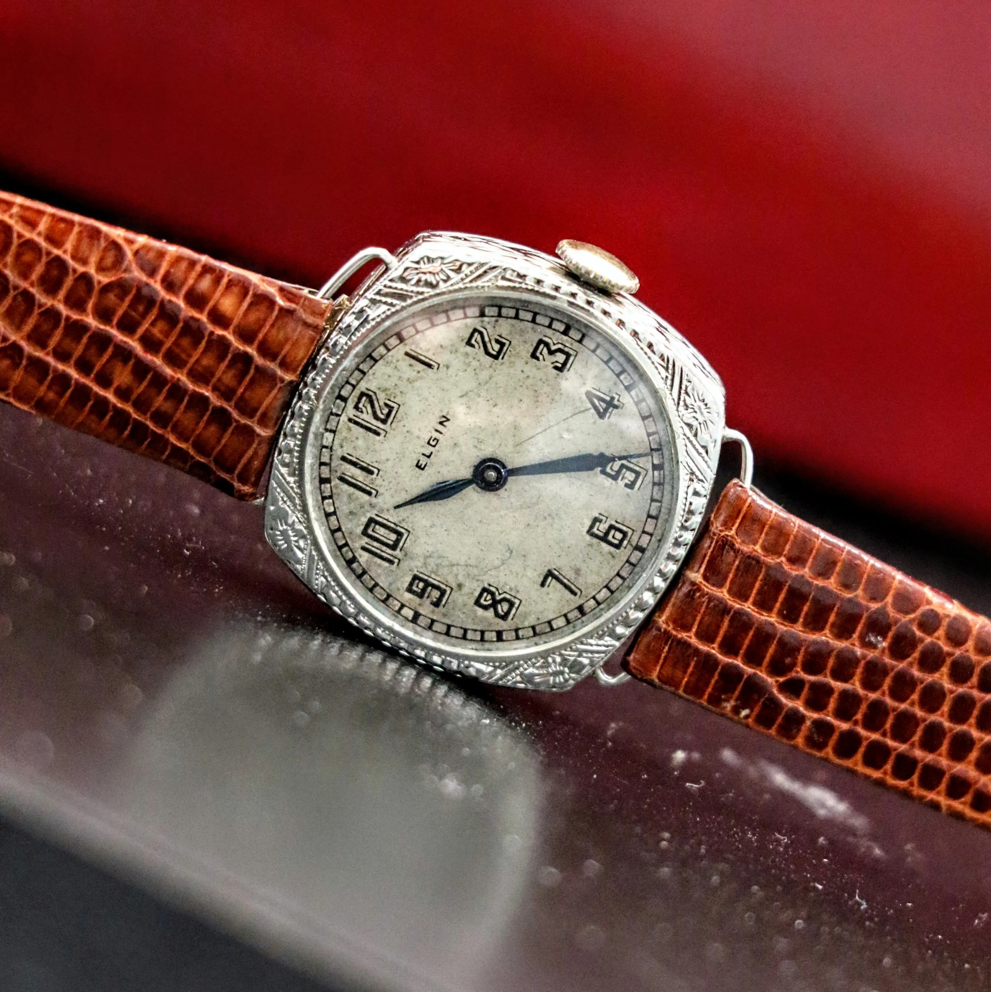 1923 Art Deco ELGIN Ladies Wristwatch 14K White GOLD Grade 447 Vintage Watch