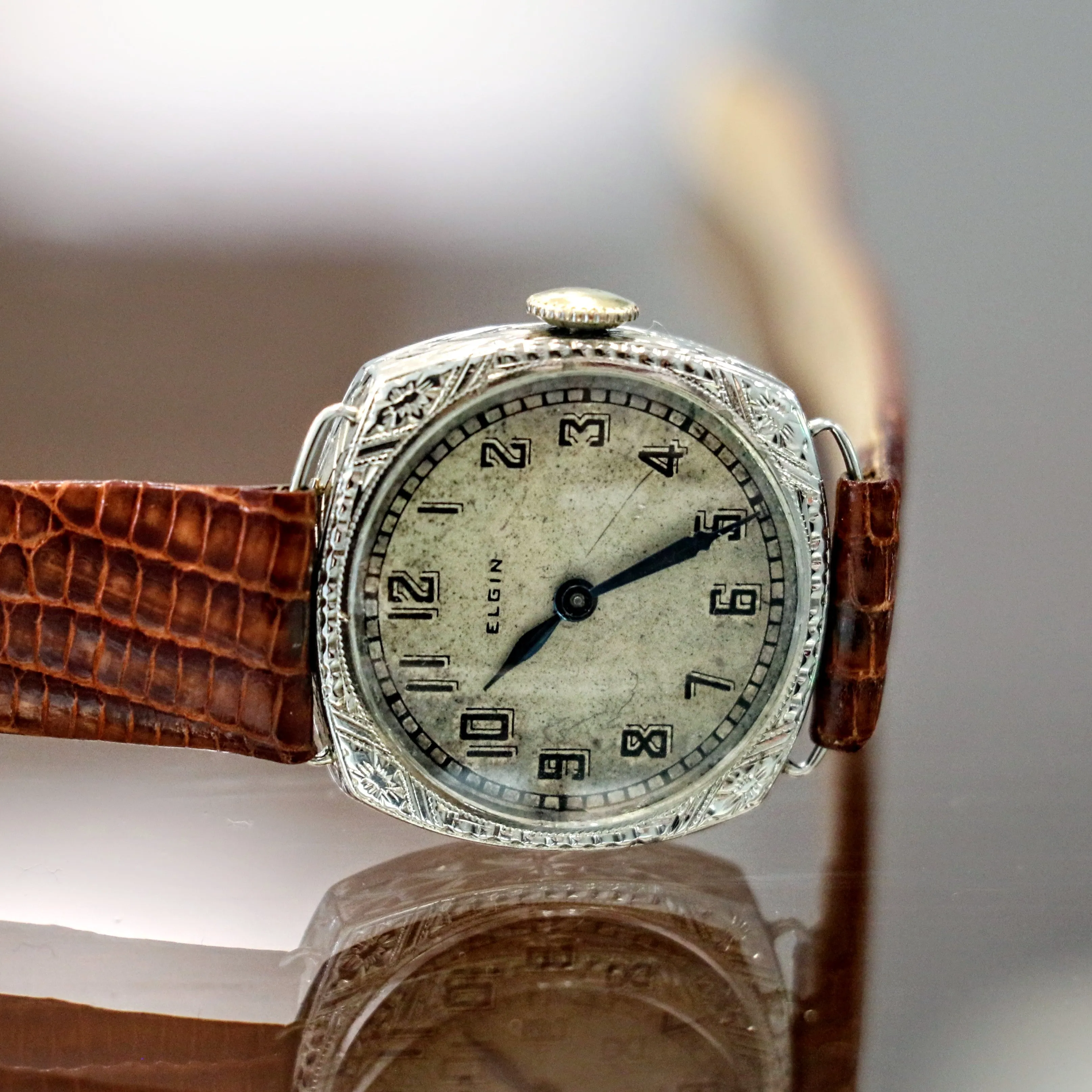 1923 Art Deco ELGIN Ladies Wristwatch 14K White GOLD Grade 447 Vintage Watch