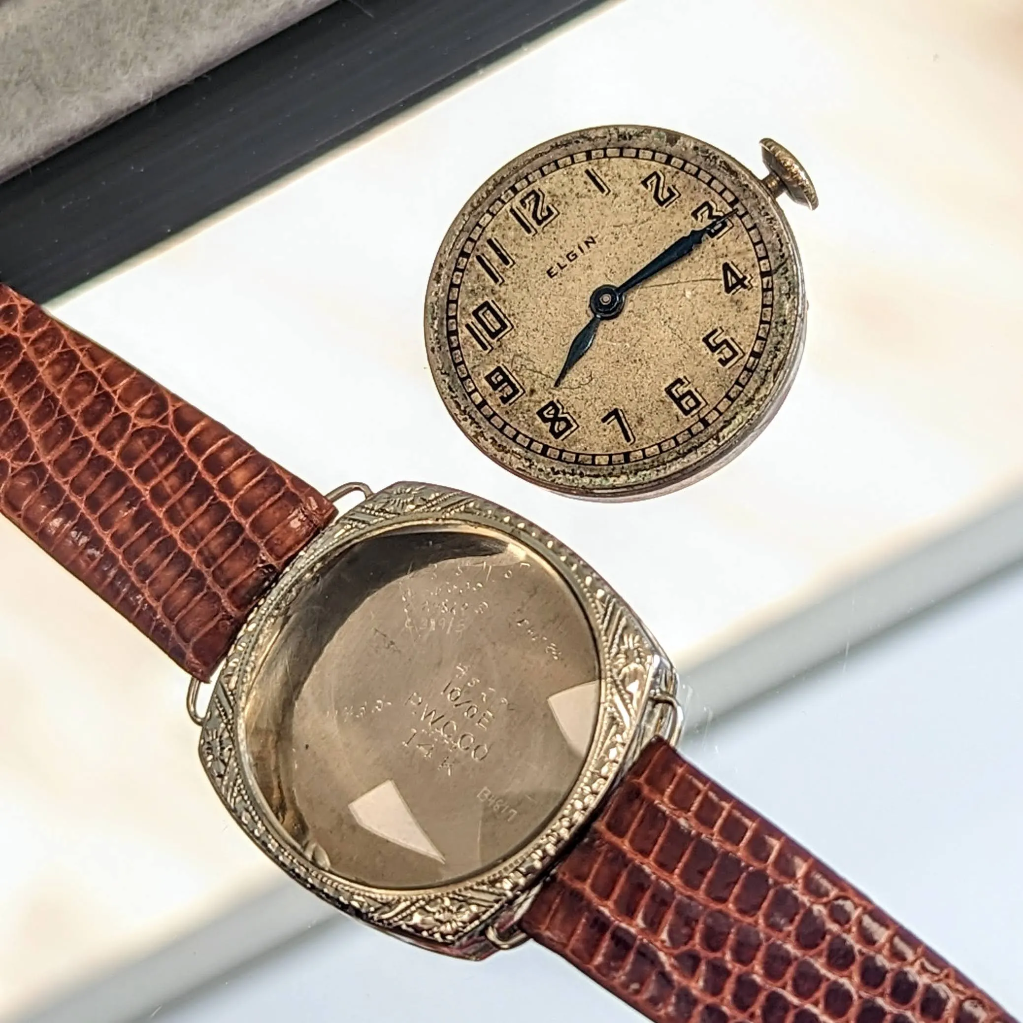 1923 Art Deco ELGIN Ladies Wristwatch 14K White GOLD Grade 447 Vintage Watch