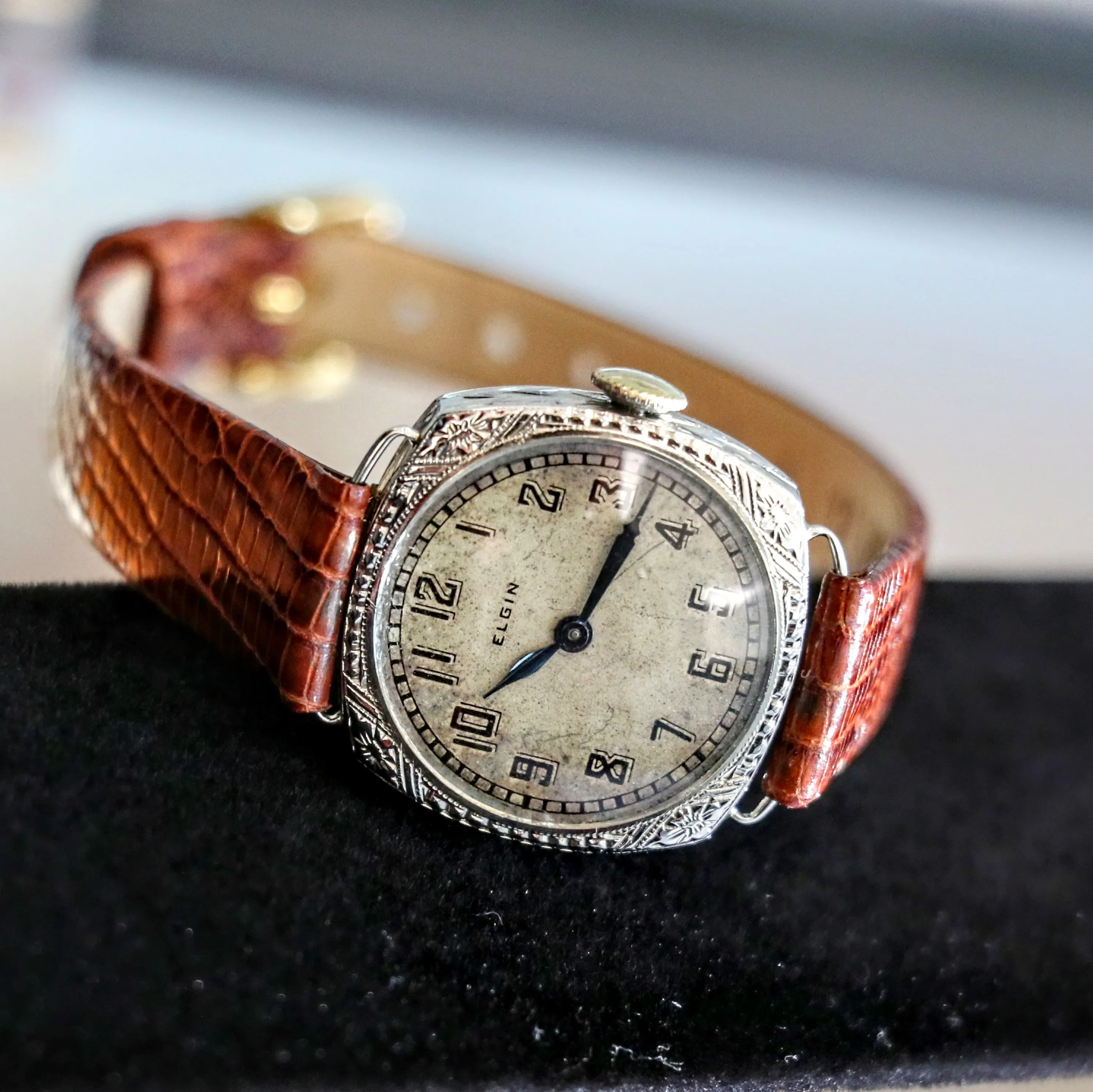 1923 Art Deco ELGIN Ladies Wristwatch 14K White GOLD Grade 447 Vintage Watch