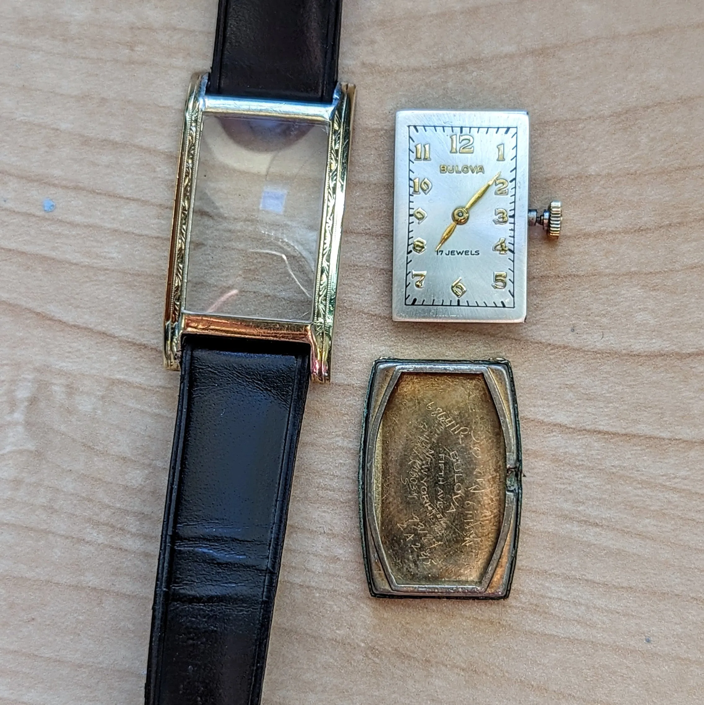 1936 BULOVA Phantom 17 Jewels Cal. 6AE Wristwatch Tank Case U.S.A. Watch 10K G.F. - In Box!