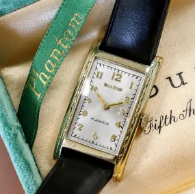 1936 BULOVA Phantom 17 Jewels Cal. 6AE Wristwatch Tank Case U.S.A. Watch 10K G.F. - In Box!