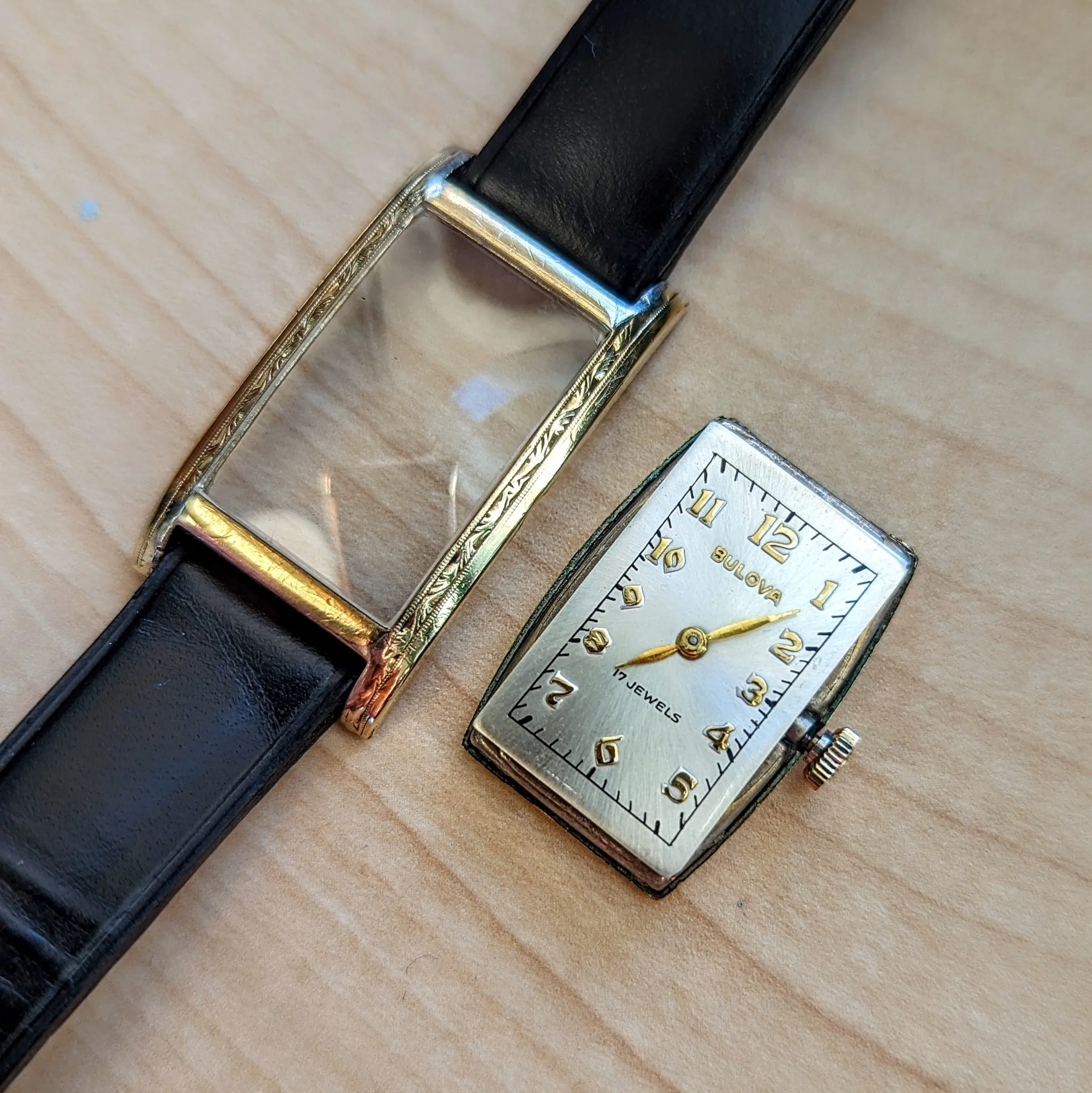 1936 BULOVA Phantom 17 Jewels Cal. 6AE Wristwatch Tank Case U.S.A. Watch 10K G.F. - In Box!