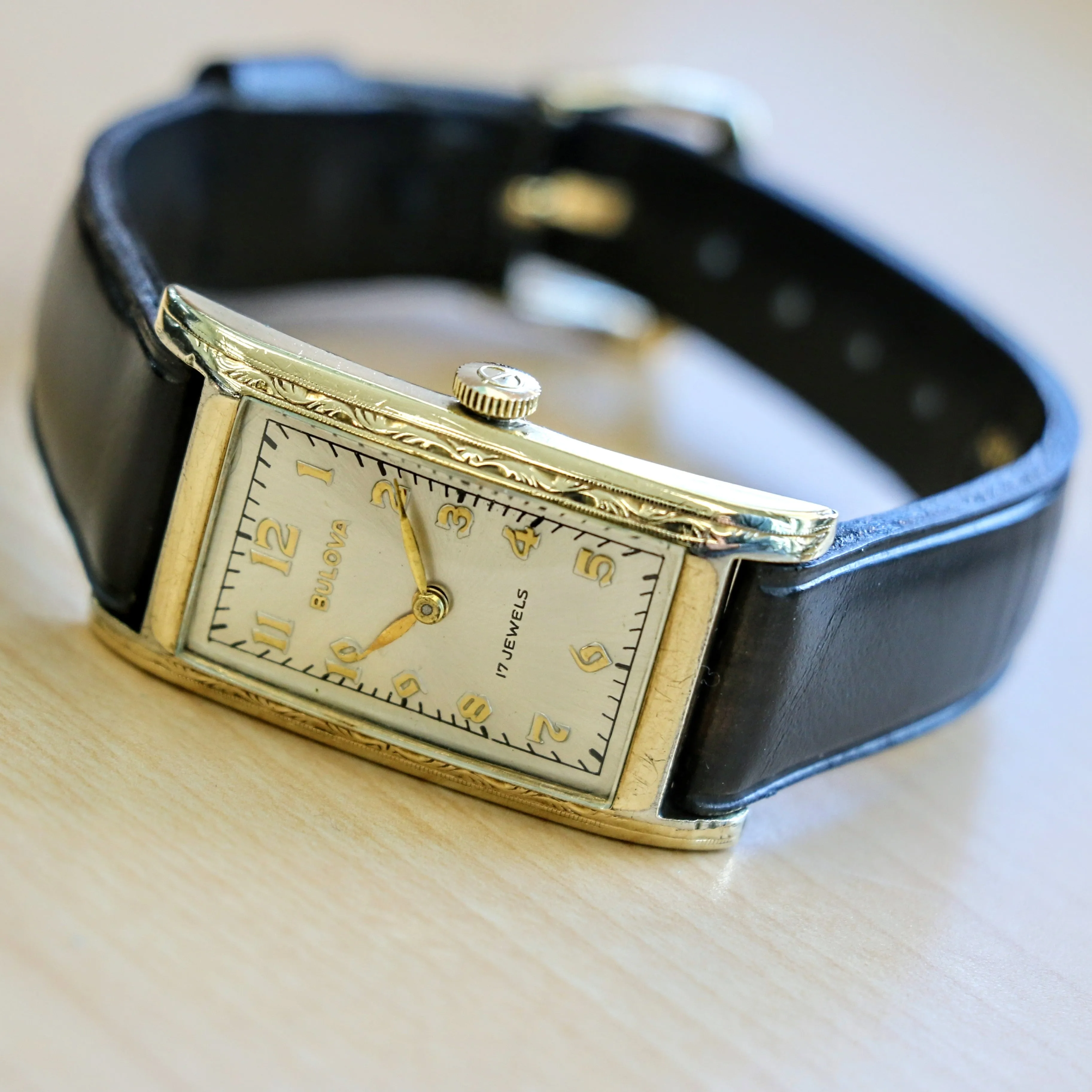 1936 BULOVA Phantom 17 Jewels Cal. 6AE Wristwatch Tank Case U.S.A. Watch 10K G.F. - In Box!