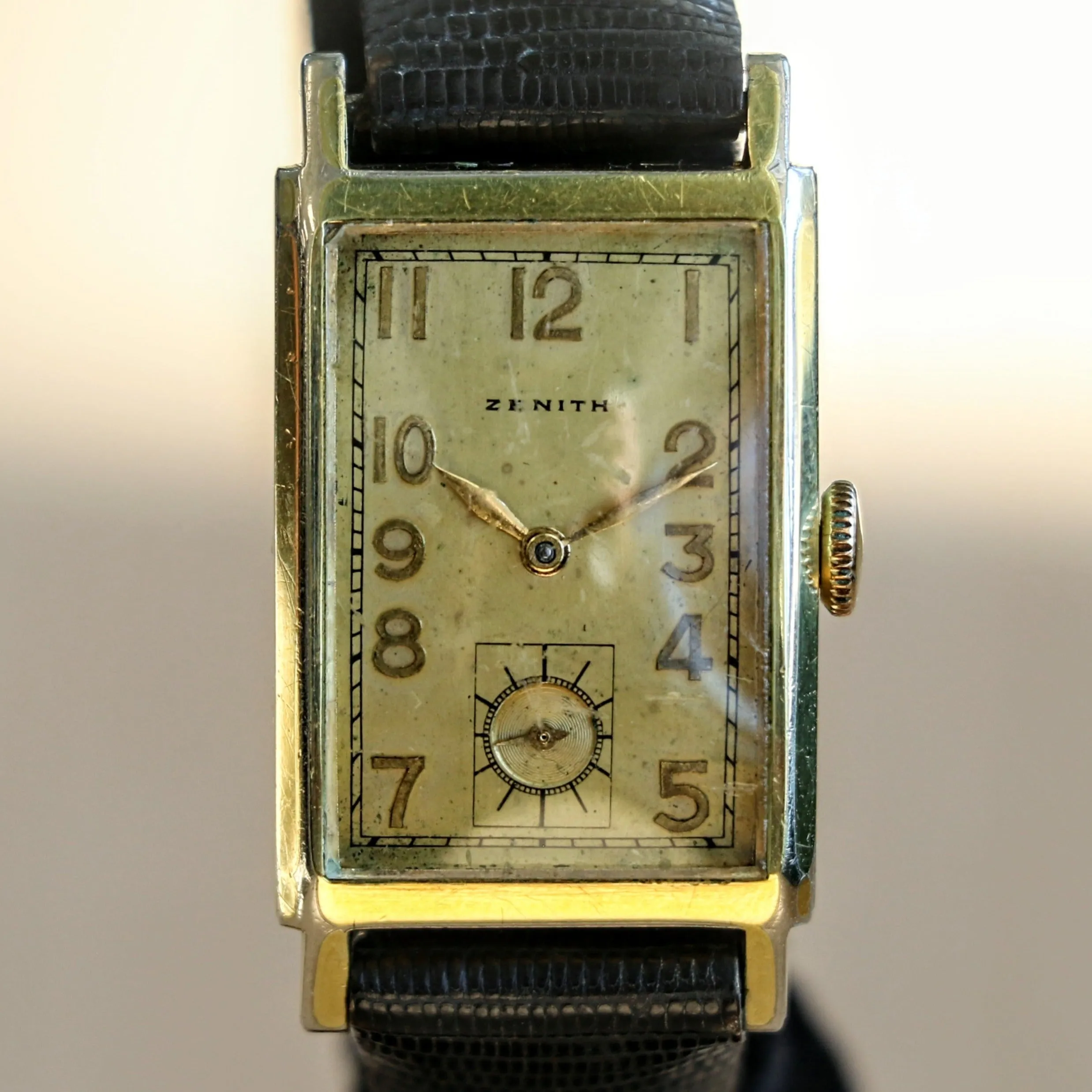 1940 ZENITH Tank Case Watch Cal. 8 3/4F 15 Jewels Mechanical Wristwatch