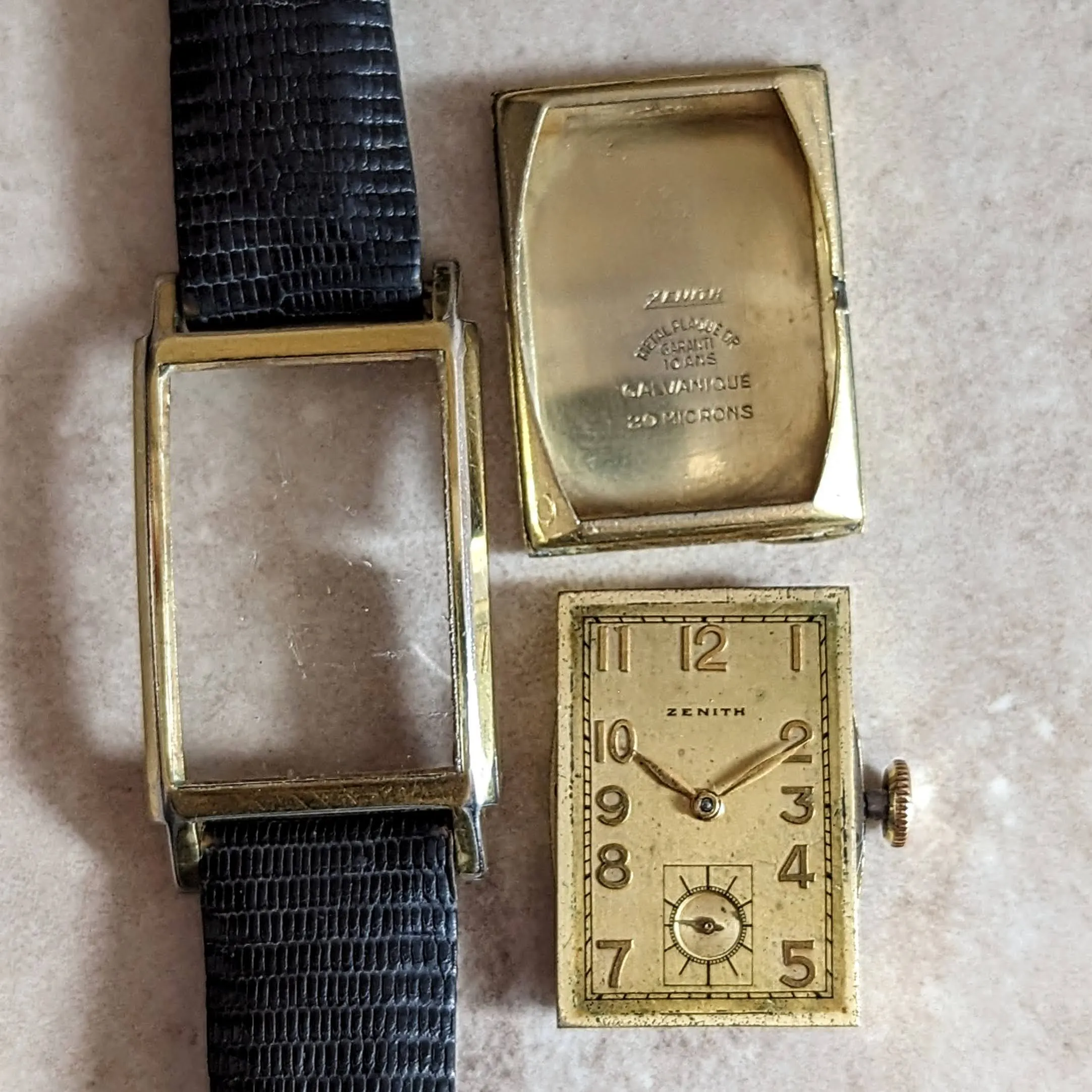 1940 ZENITH Tank Case Watch Cal. 8 3/4F 15 Jewels Mechanical Wristwatch
