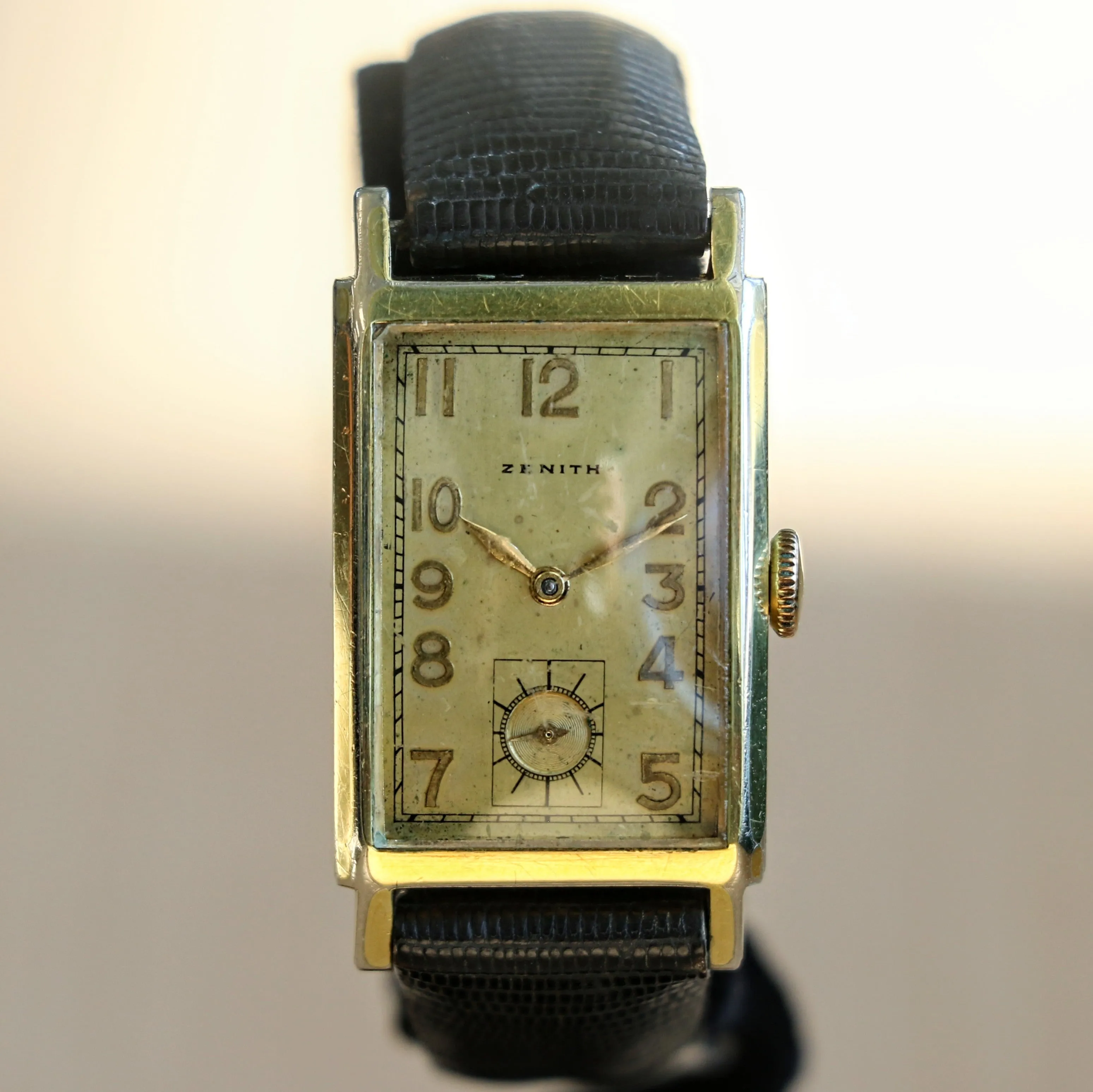 1940 ZENITH Tank Case Watch Cal. 8 3/4F 15 Jewels Mechanical Wristwatch