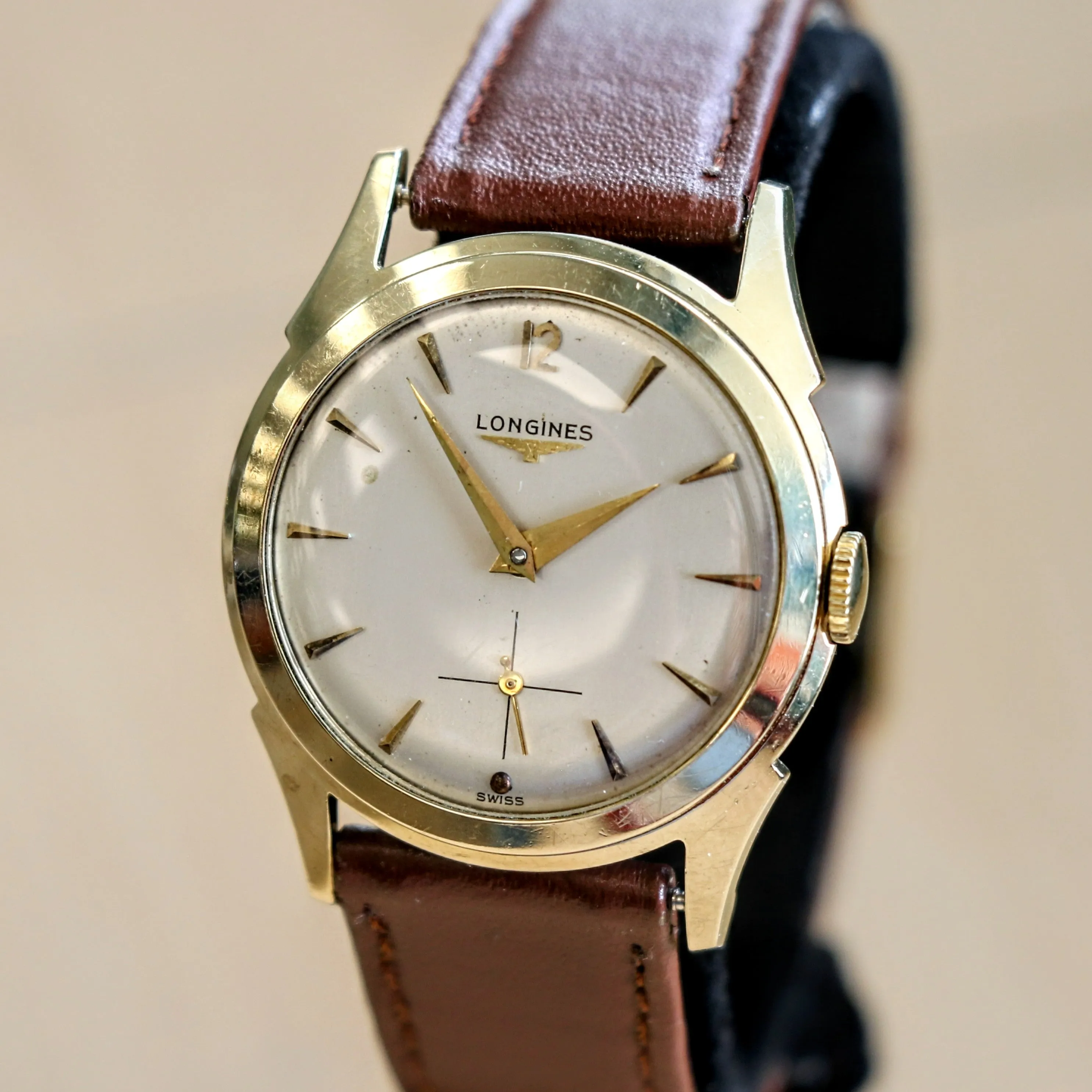1954 LONGINES Watch 17 Jewels Ref. 2117 Cal. 23Z  Vintage 14K GOLD Wristwatch