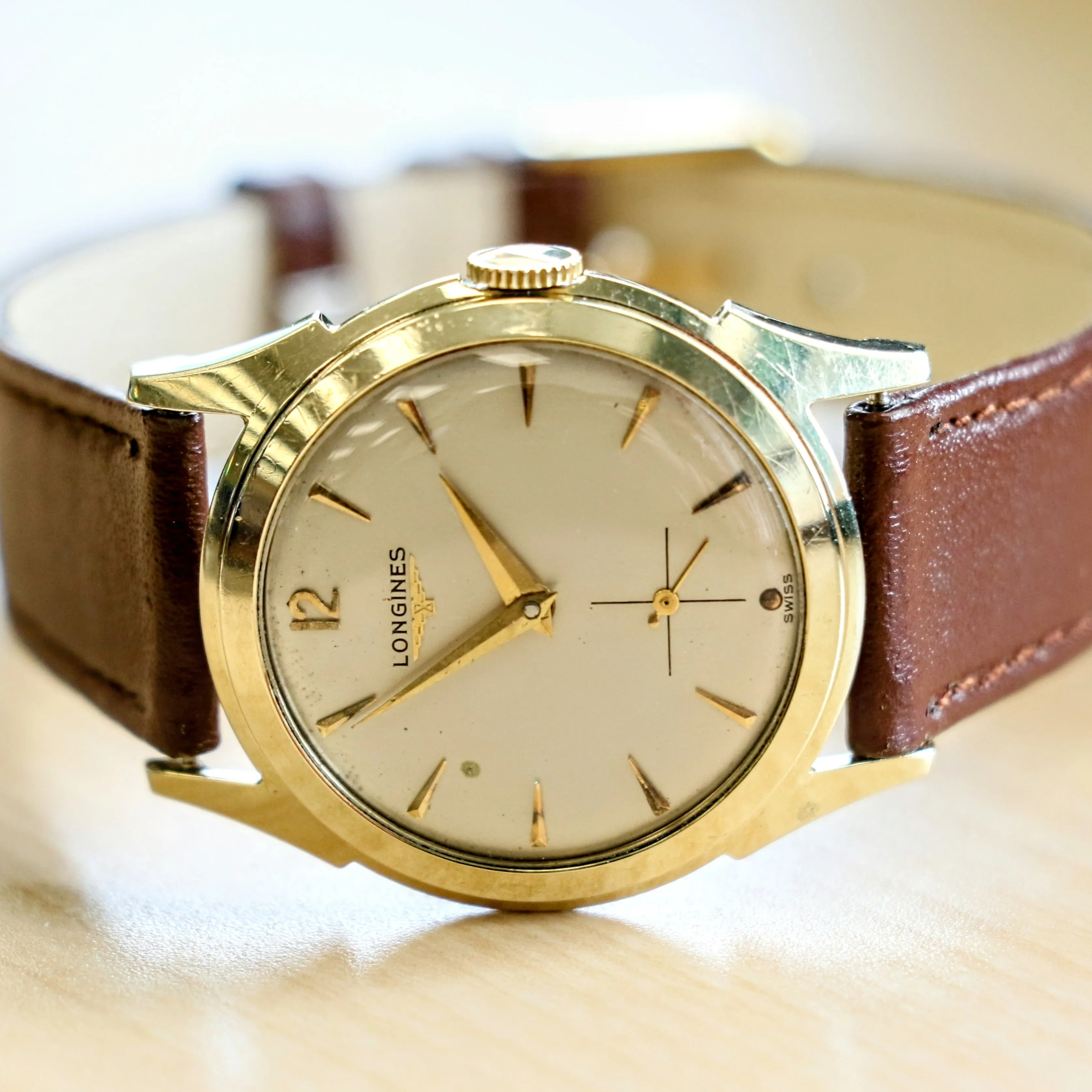 1954 LONGINES Watch 17 Jewels Ref. 2117 Cal. 23Z  Vintage 14K GOLD Wristwatch