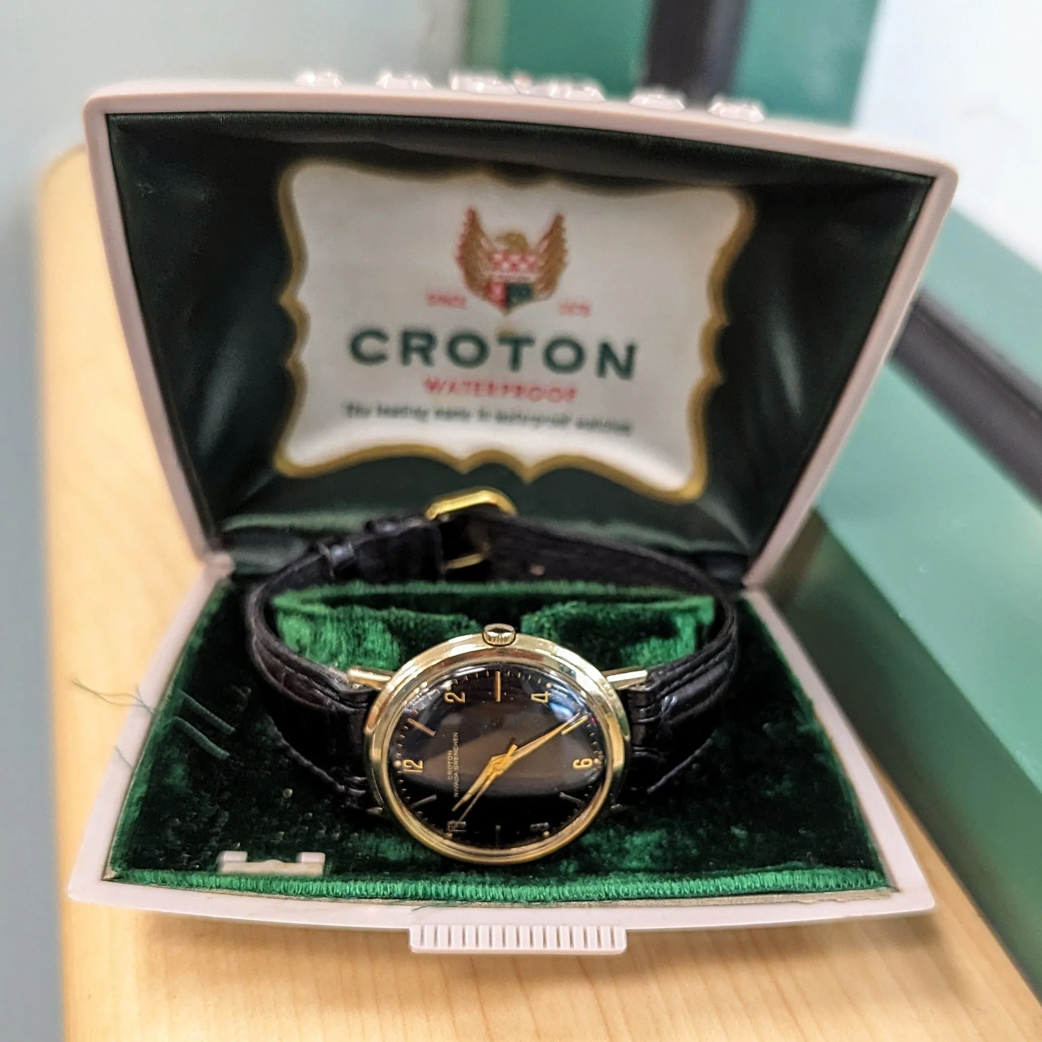 1960s CROTON Nivada Grenchen Aquamatic Watch 17 Jewels Vintage Automatic Wristwatch 10K GF