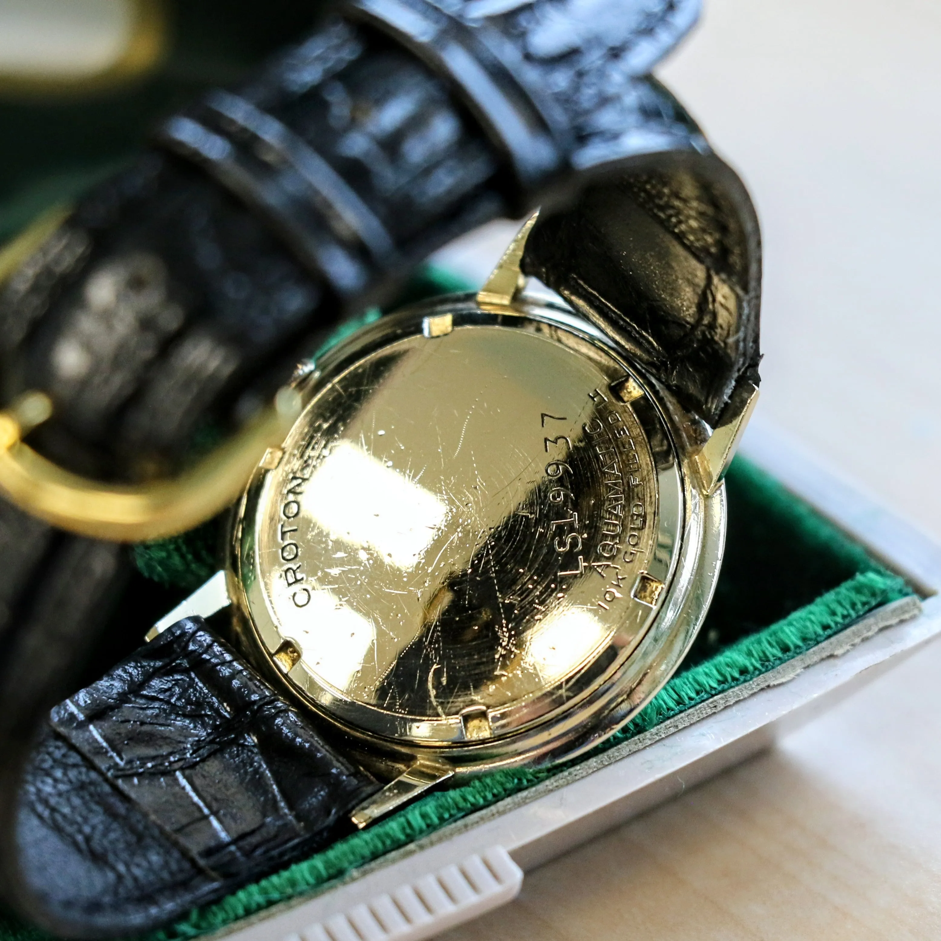1960s CROTON Nivada Grenchen Aquamatic Watch 17 Jewels Vintage Automatic Wristwatch 10K GF
