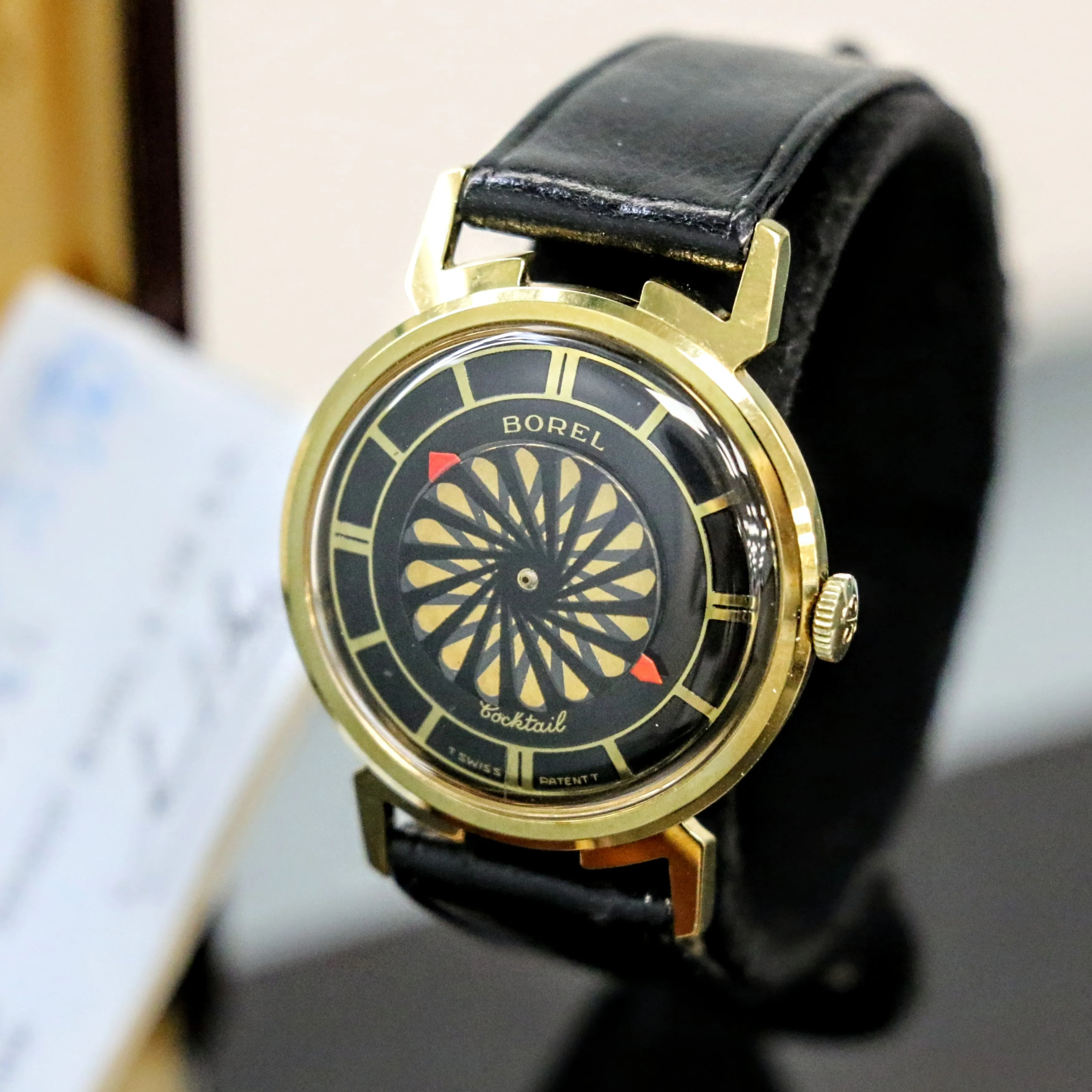 1960s ERNEST BOREL Men's Cocktail Watch Kaleidoscope Dial 32mm Swiss Wristwatch - ALL ORIGINAL!