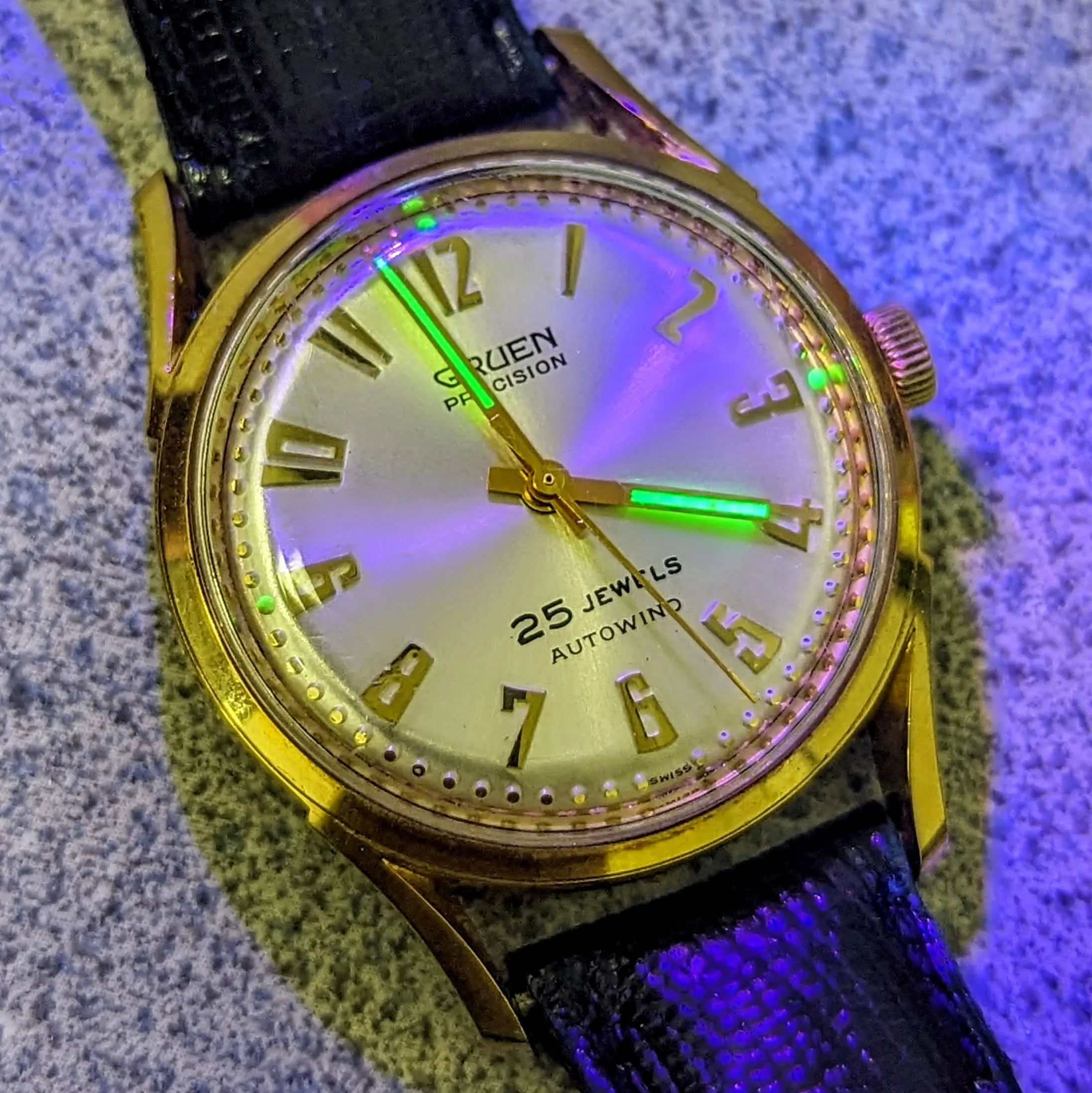 1960s GRUEN Precision Autowind Wristwatch 25 Jewels Cal. 711SS Swiss Made Watch