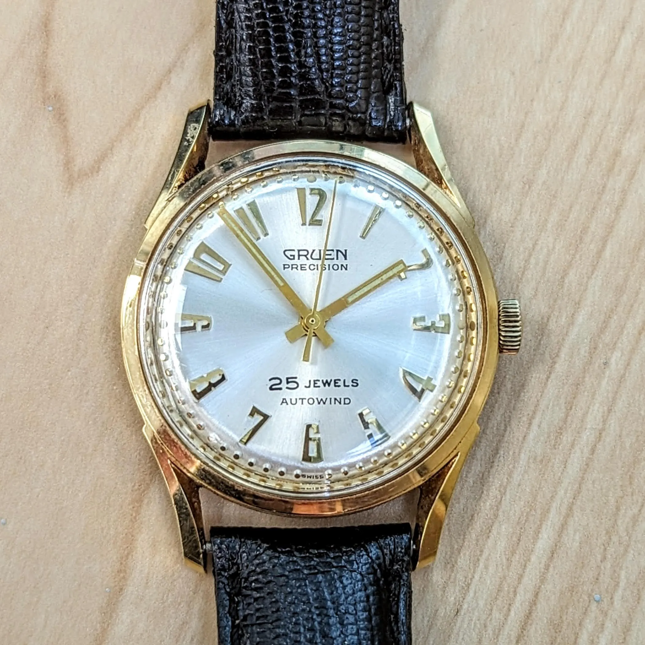 1960s GRUEN Precision Autowind Wristwatch 25 Jewels Cal. 711SS Swiss Made Watch