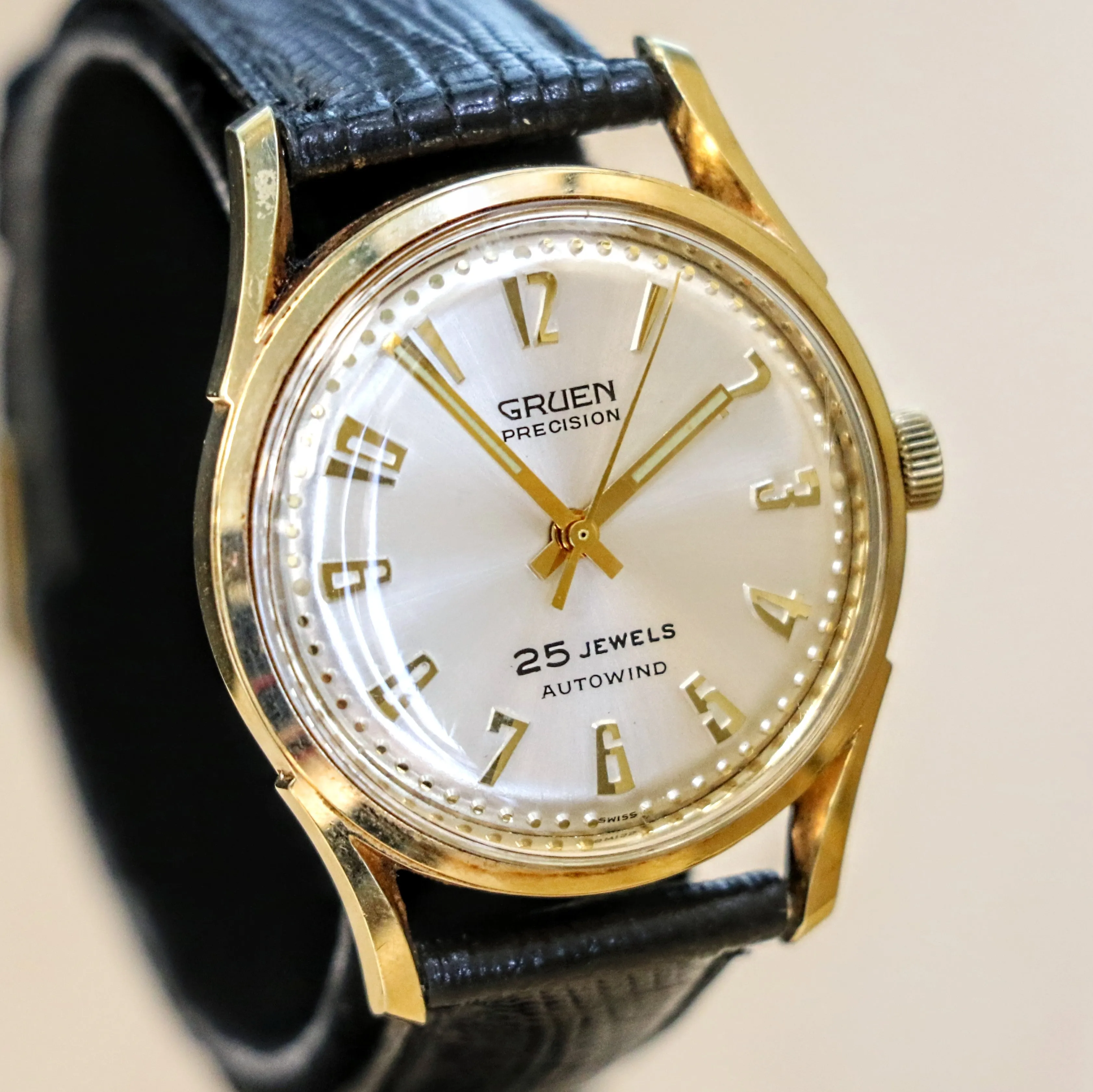 1960s GRUEN Precision Autowind Wristwatch 25 Jewels Cal. 711SS Swiss Made Watch