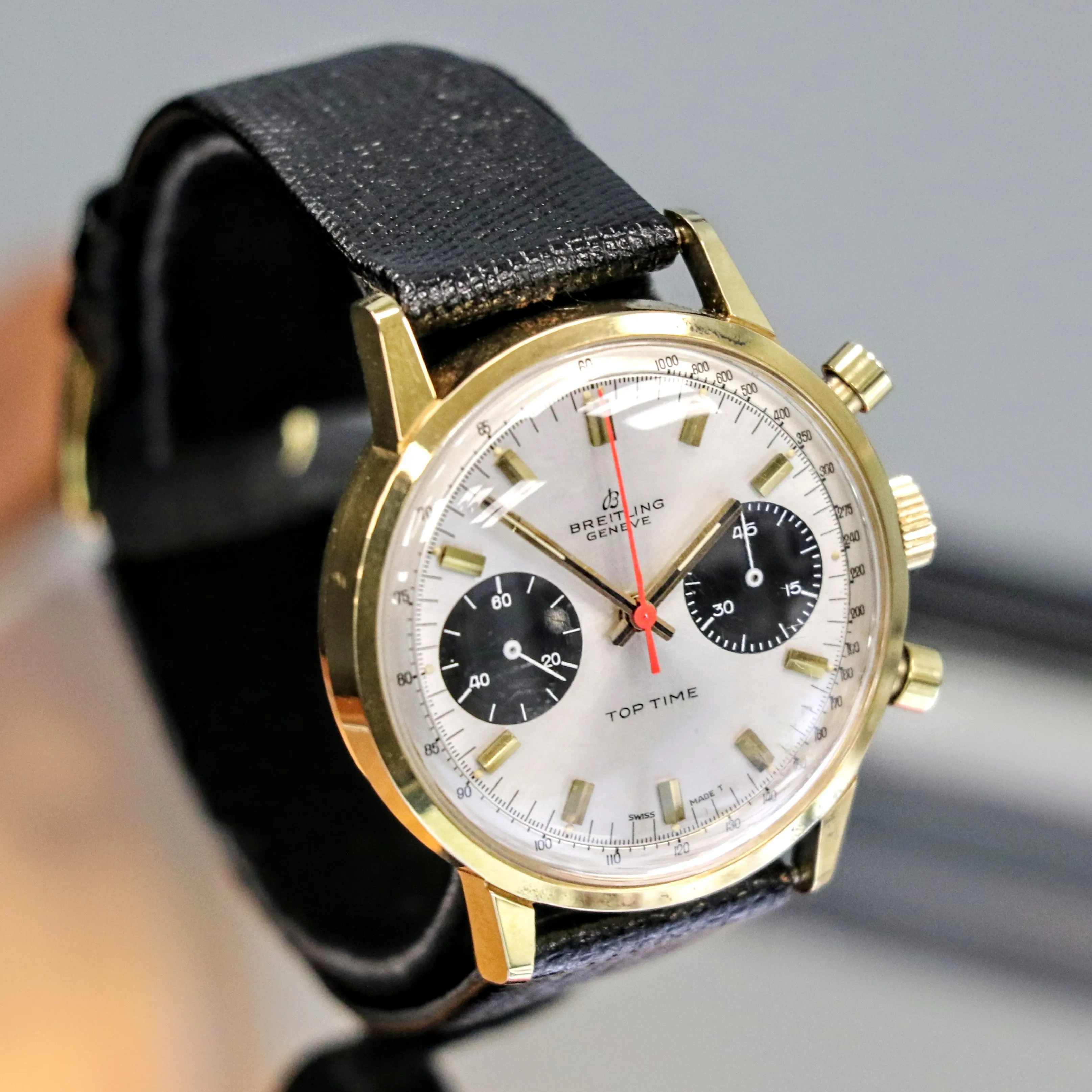 1965 BREITLING Top Time Chronograph Wristwatch Ref. 2000-33 Panda Dial Watch