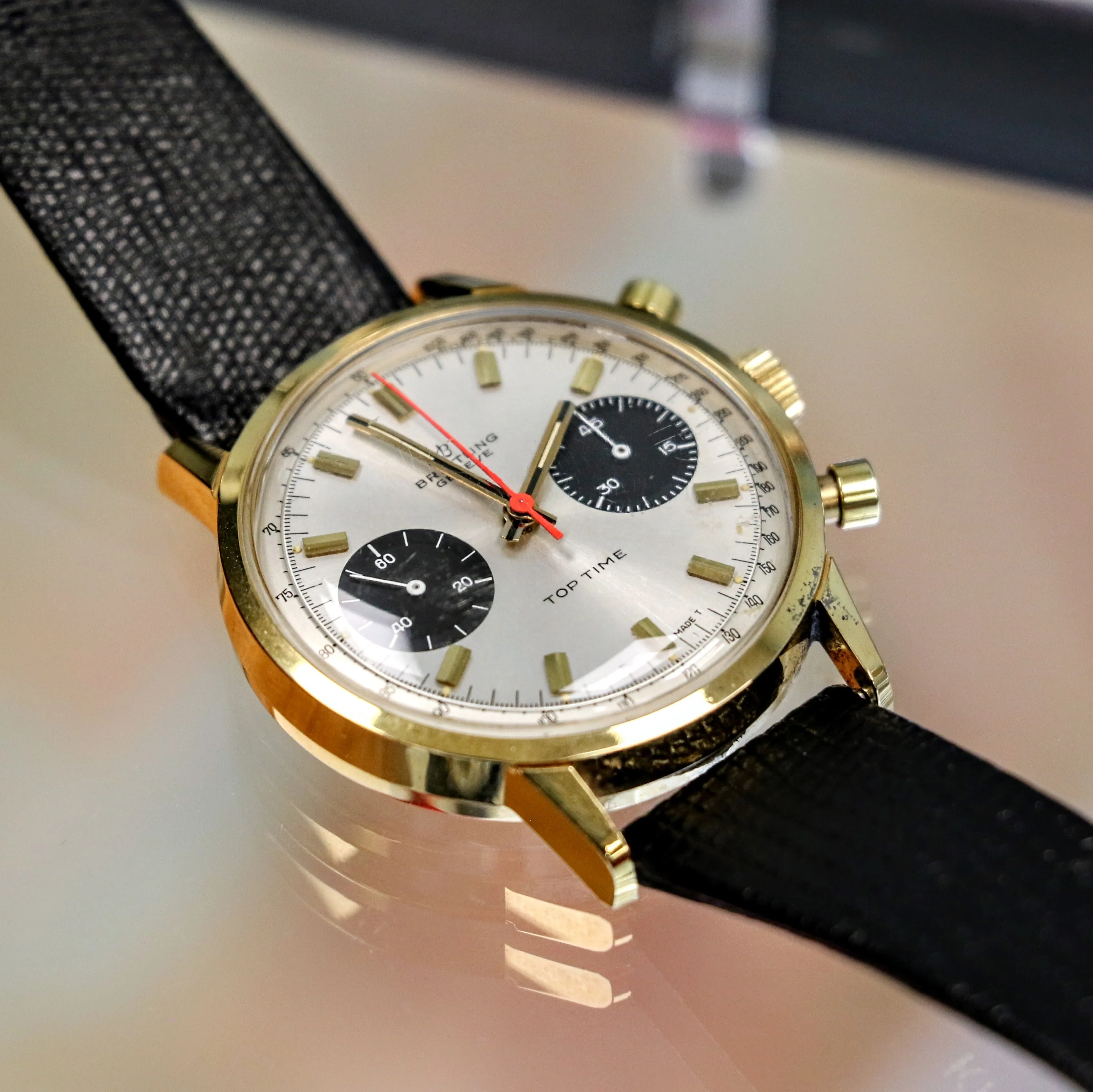 1965 BREITLING Top Time Chronograph Wristwatch Ref. 2000-33 Panda Dial Watch