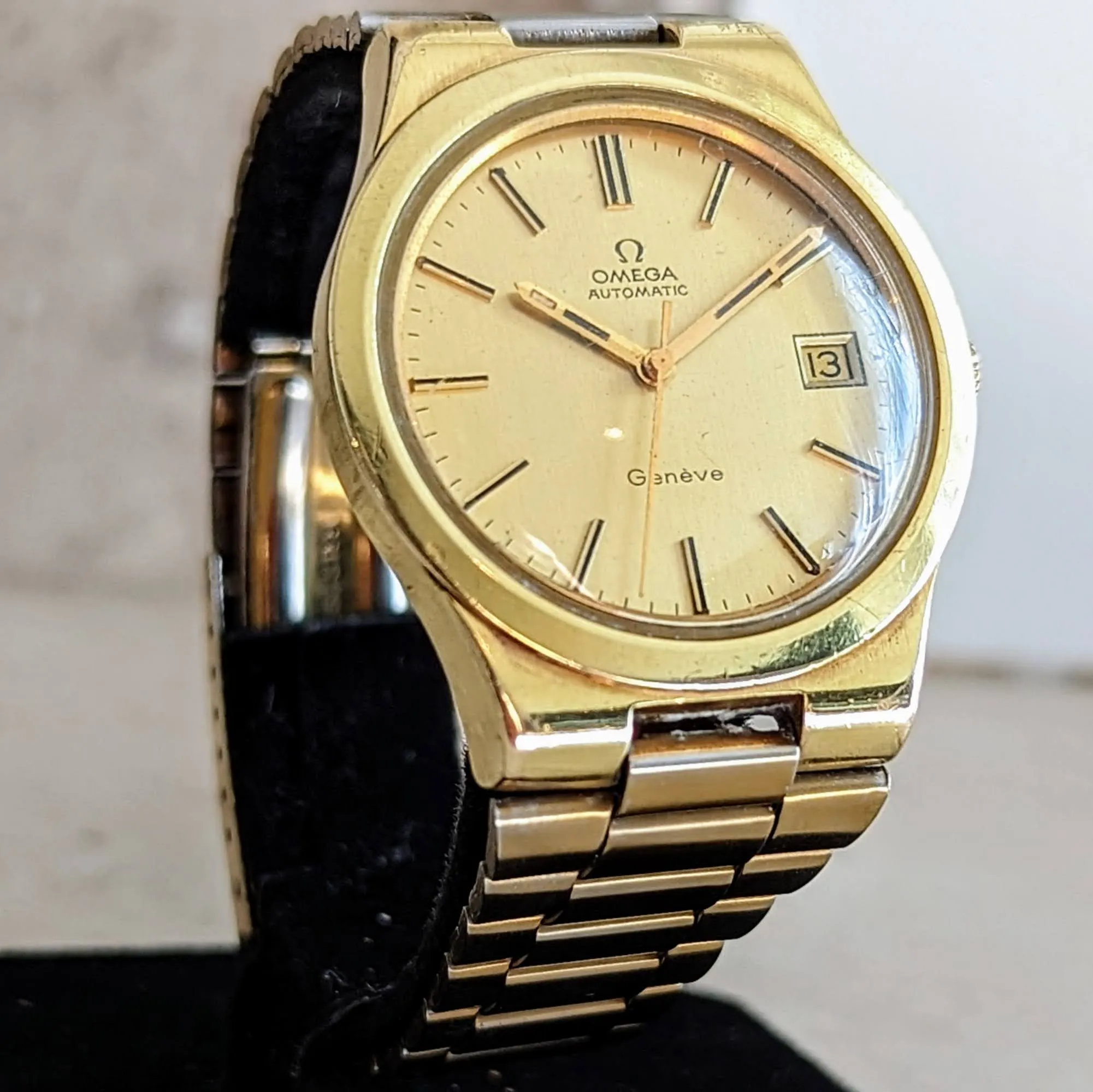 1974 OMEGA Geneve Automatic Watch Cal. 1012 Date Indicator 36mm Vtg Wristwatch
