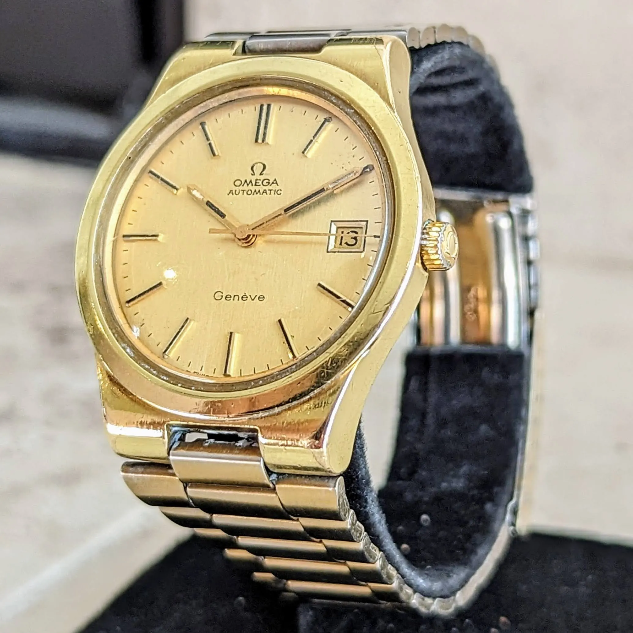 1974 OMEGA Geneve Automatic Watch Cal. 1012 Date Indicator 36mm Vtg Wristwatch