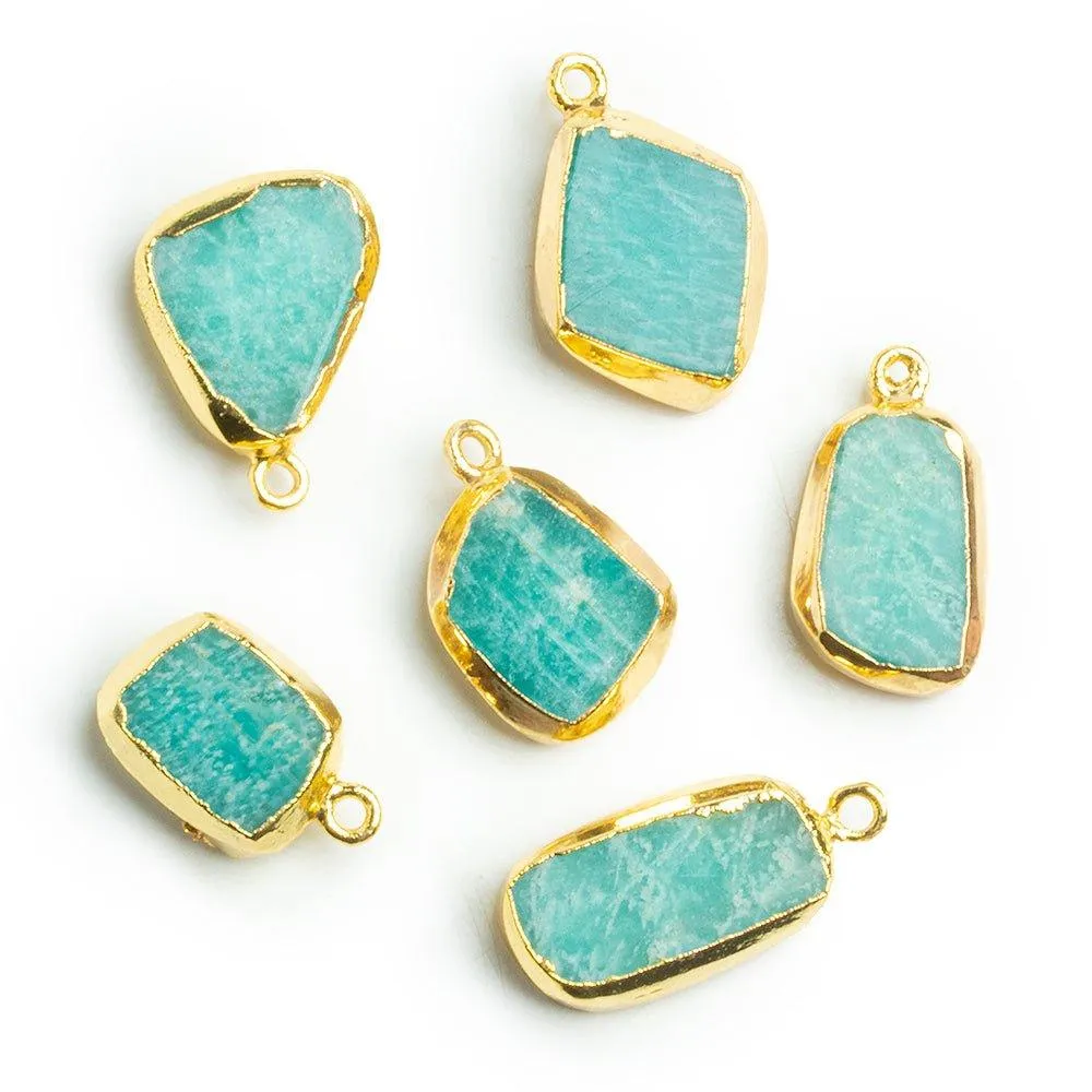 19x14mm Gold Leafed Amazonite Pendant 1 Piece