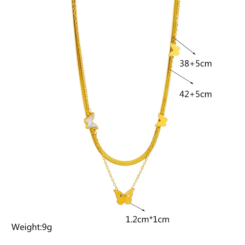 316L Stainless Steel Frosted Butterfly Pendant Necklace For Women