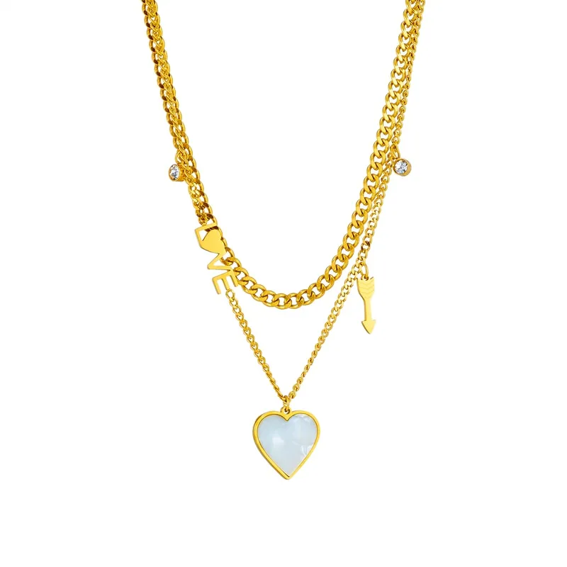 316L Stainless Steel Love Arrow Heart Pendant Necklace For Women