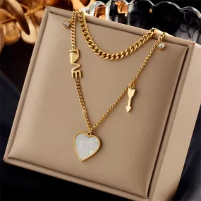 316L Stainless Steel Love Arrow Heart Pendant Necklace For Women