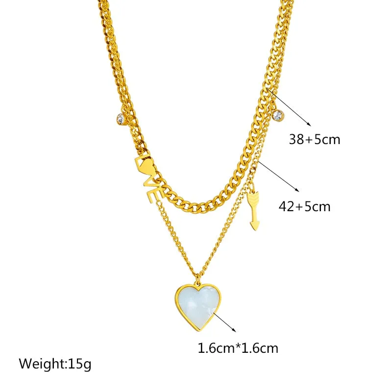 316L Stainless Steel Love Arrow Heart Pendant Necklace For Women