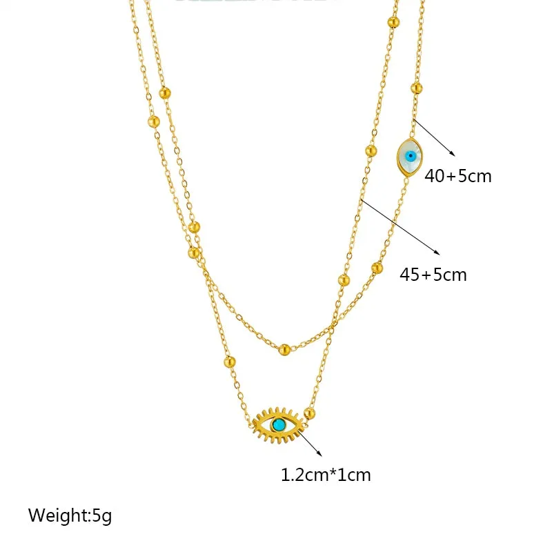 316L Stainless Steel Multilayer 2in1 Eye Pendant Necklace For Women