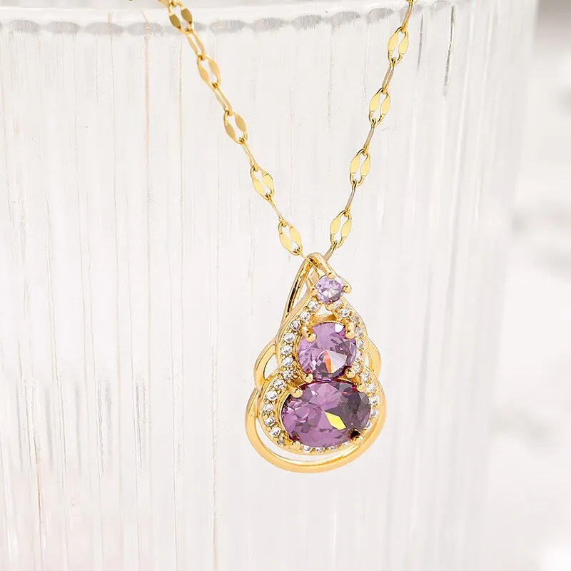 316L Stainless Steel Necklace Mysterious Purple Gourd Pendant Necklaces