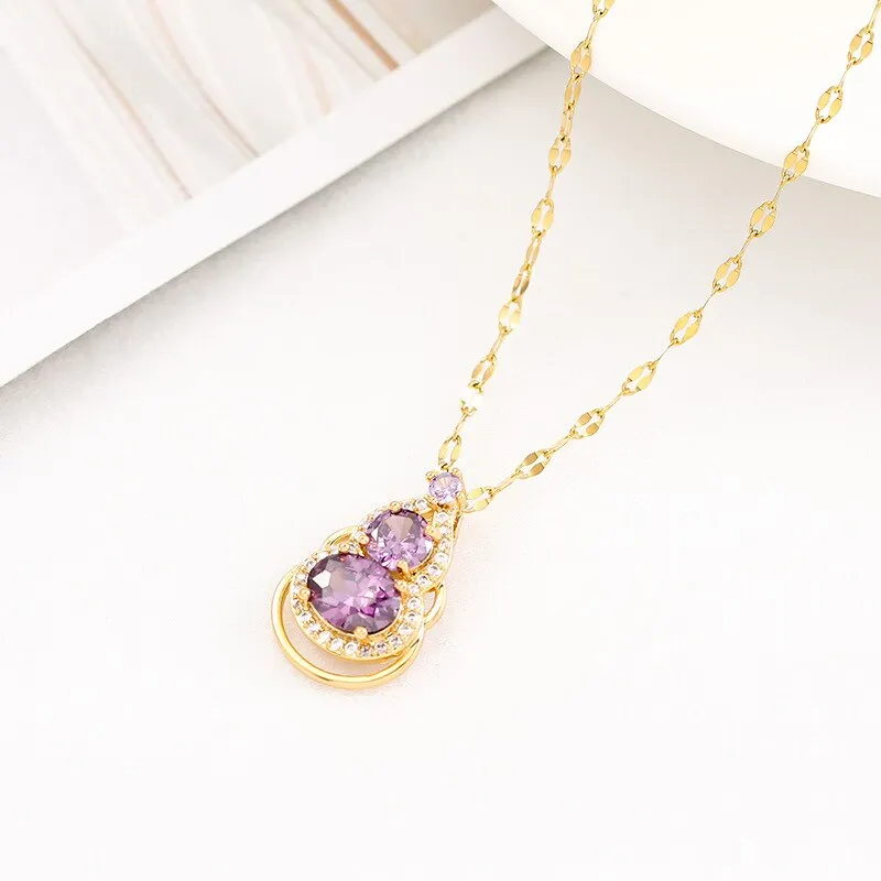 316L Stainless Steel Necklace Mysterious Purple Gourd Pendant Necklaces