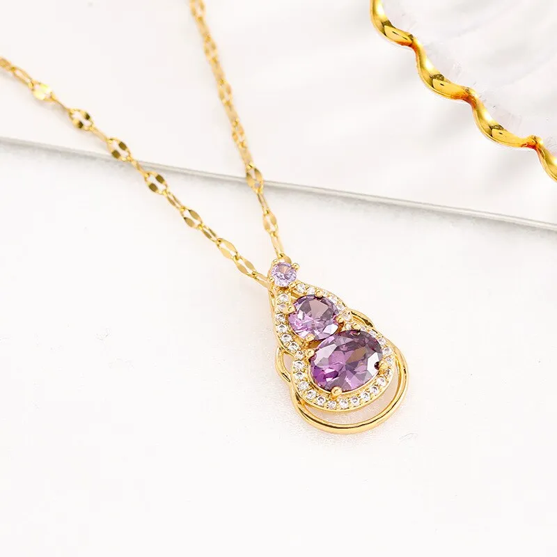 316L Stainless Steel Necklace Mysterious Purple Gourd Pendant Necklaces