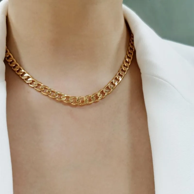316L Stainless Steel Plain Circle Cuban Chain Street Style Hot Punk Fashion Woman