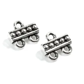 4 Silver 2 to 1 Beaded Links - Multi-Strand Connectors - TierraCast Design