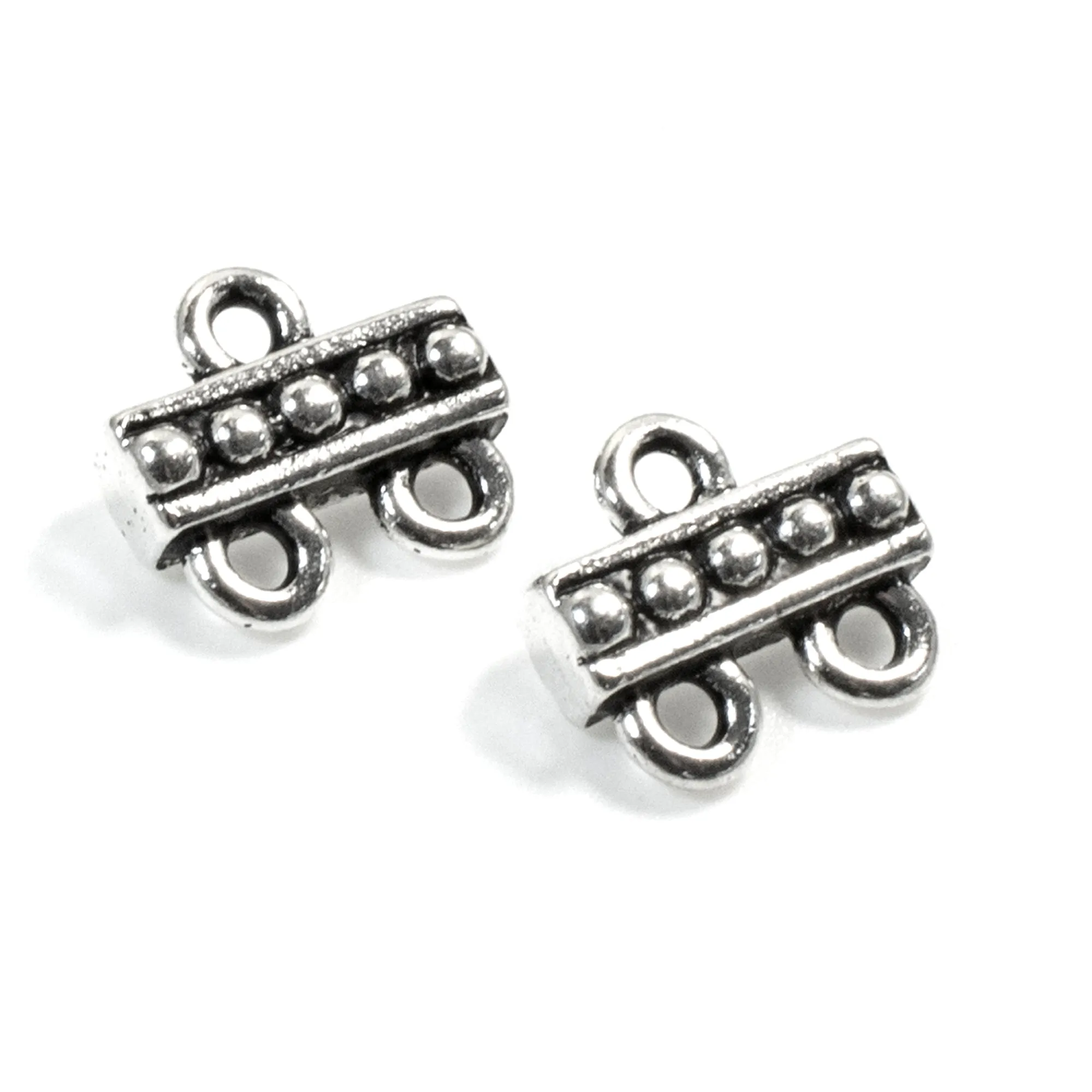 4 Silver 2 to 1 Beaded Links - Multi-Strand Connectors - TierraCast Design