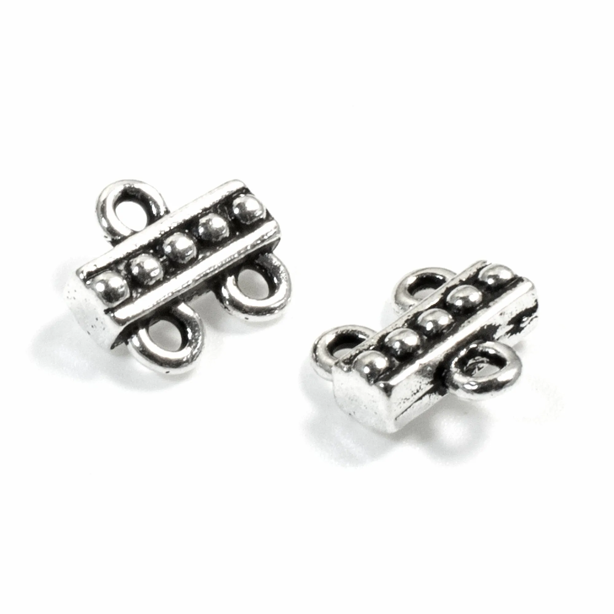 4 Silver 2 to 1 Beaded Links - Multi-Strand Connectors - TierraCast Design