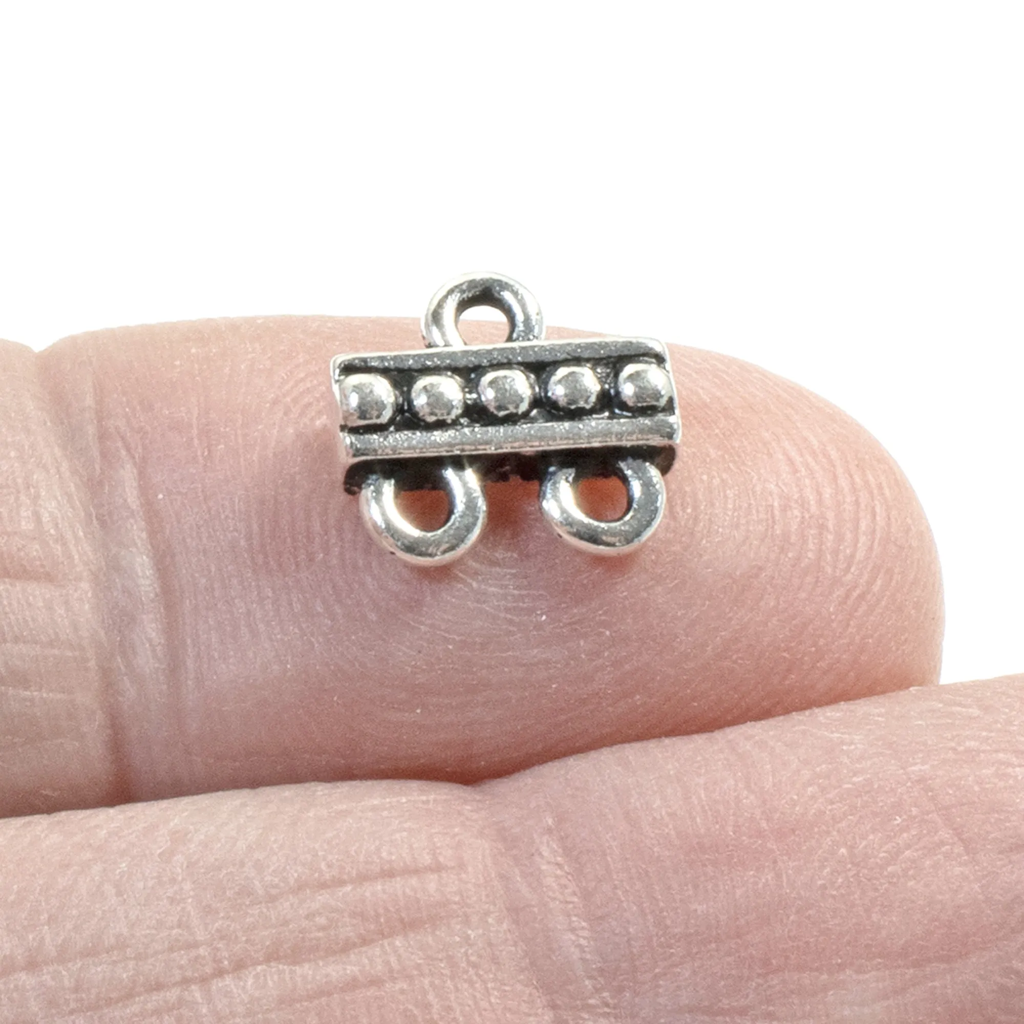 4 Silver 2 to 1 Beaded Links - Multi-Strand Connectors - TierraCast Design