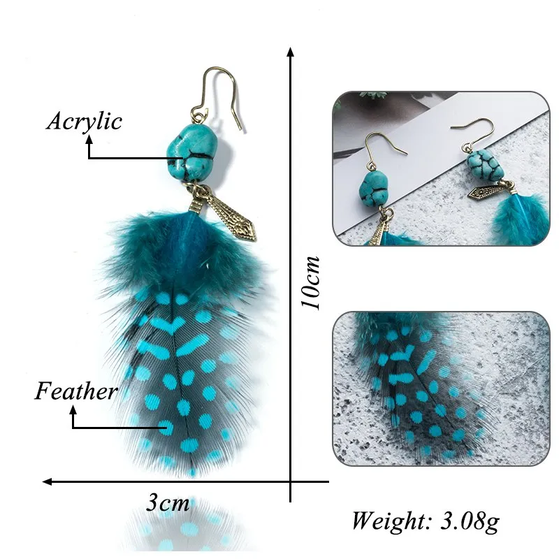 4 vary Bohemian Blue charm Earrings