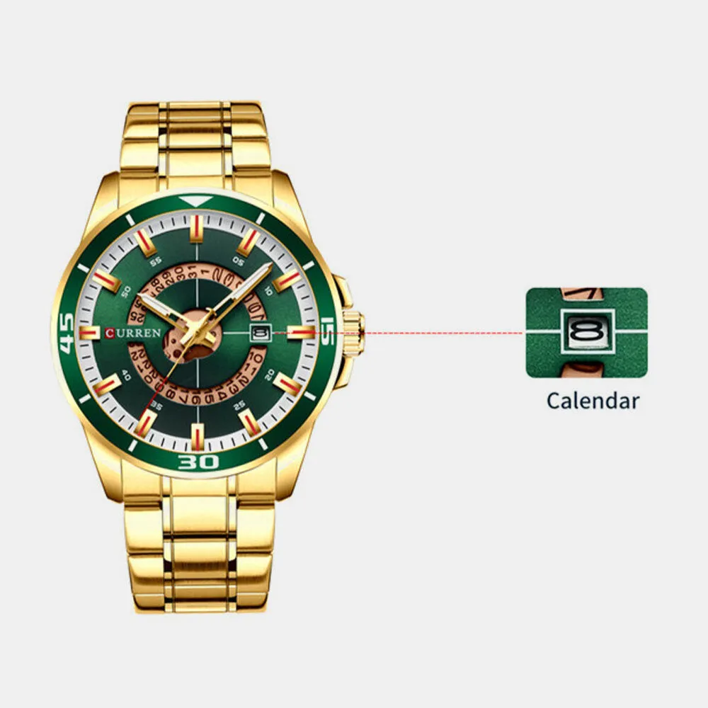 5 Colors Men Stainless Steel Business Casual Waterproof Calendar Quartz Watch