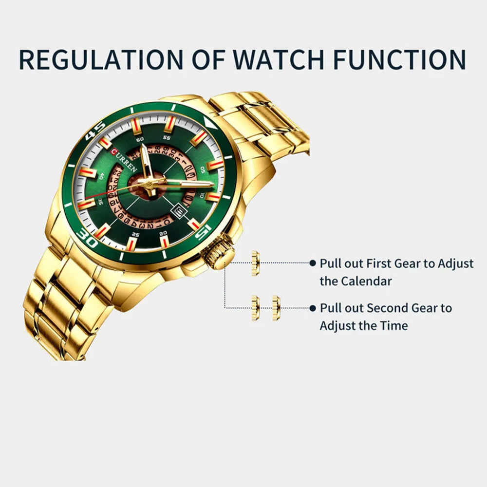 5 Colors Men Stainless Steel Business Casual Waterproof Calendar Quartz Watch