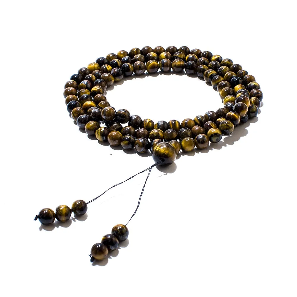 6mm Yellow Tiger Eye Beaded Elastic Rope Necklace