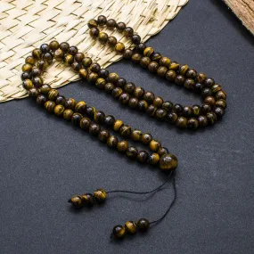 6mm Yellow Tiger Eye Beaded Elastic Rope Necklace